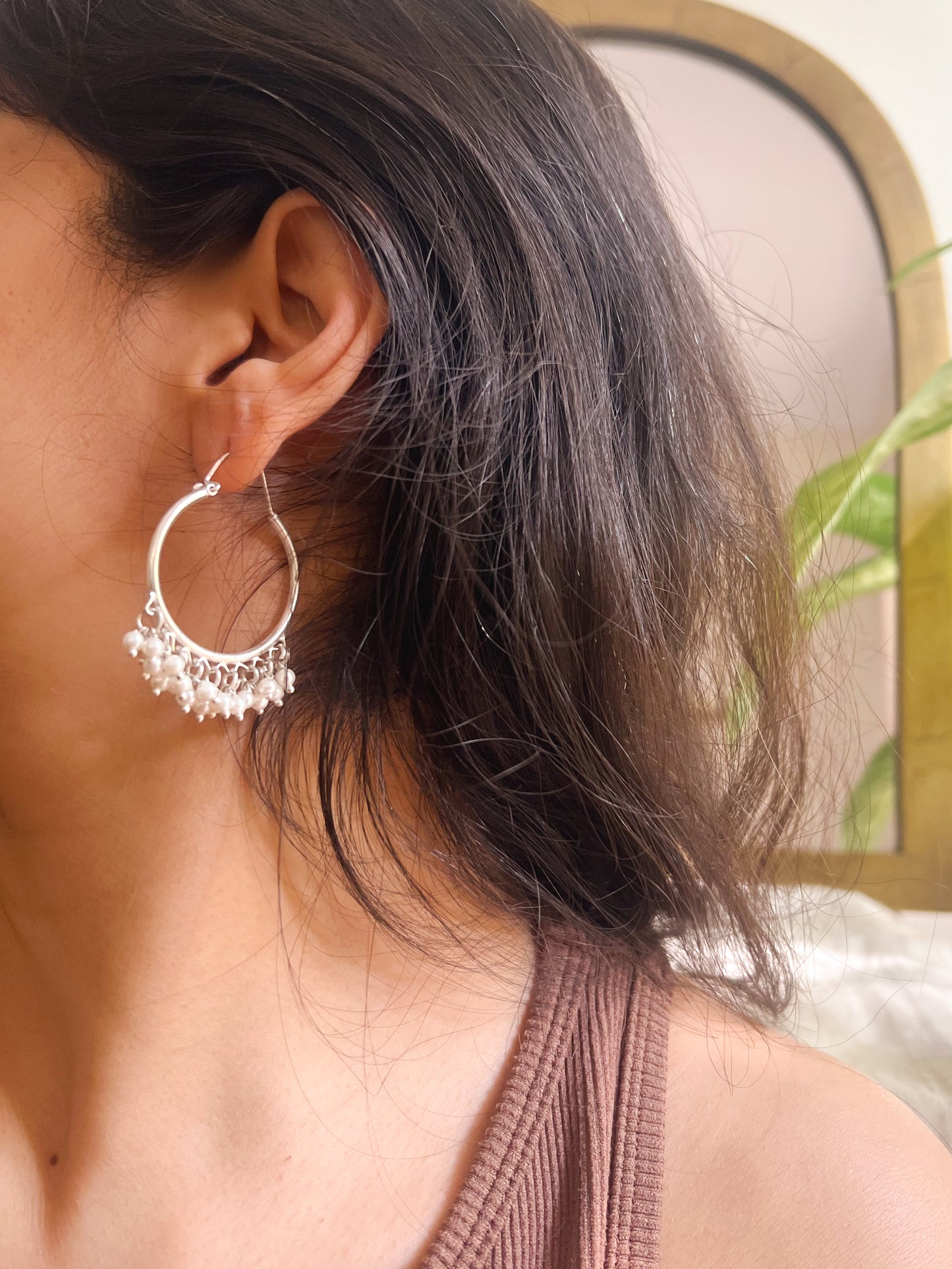 Kundal beaded hoops in sterling silver