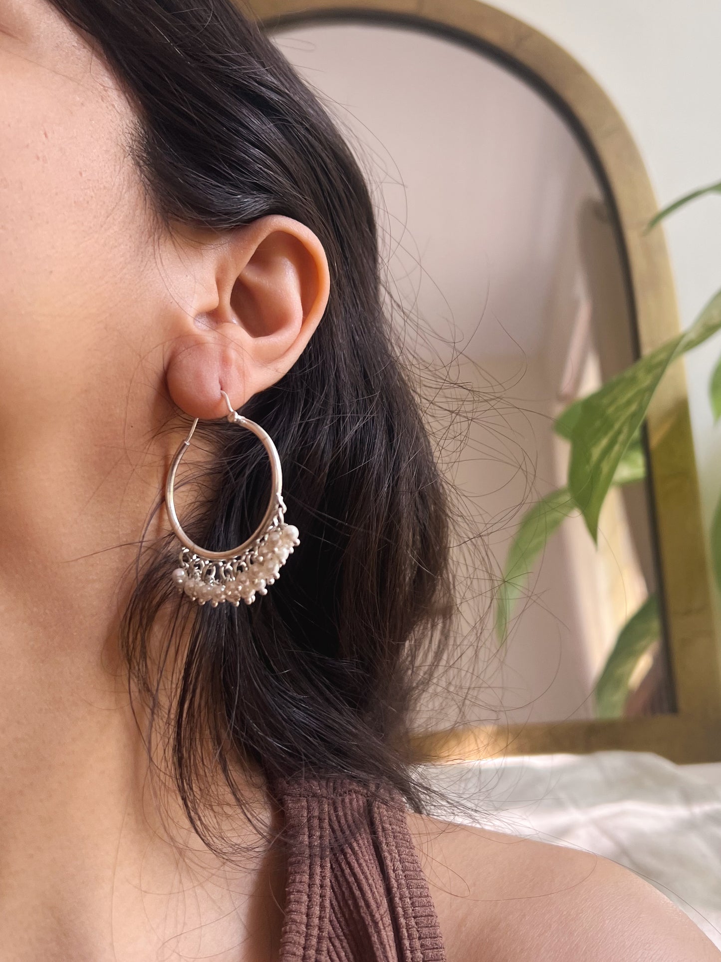 Kundal beaded hoops in sterling silver