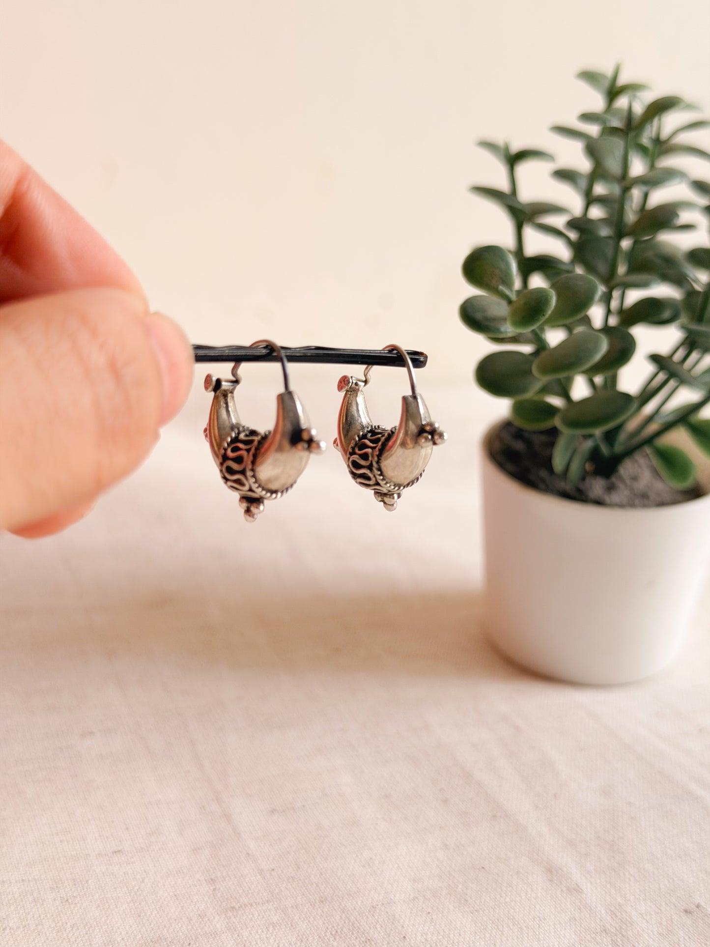 Ardha chand bali in sterling silver