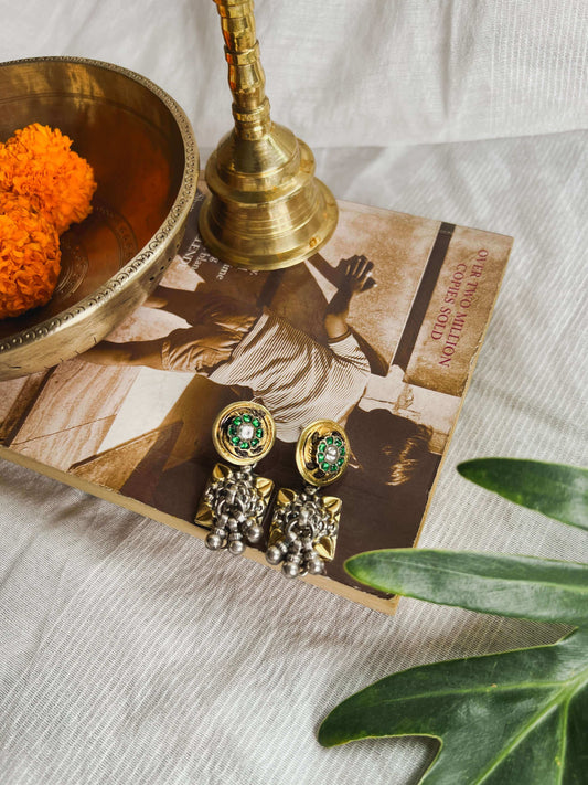 Avani Dual tone silver earrings