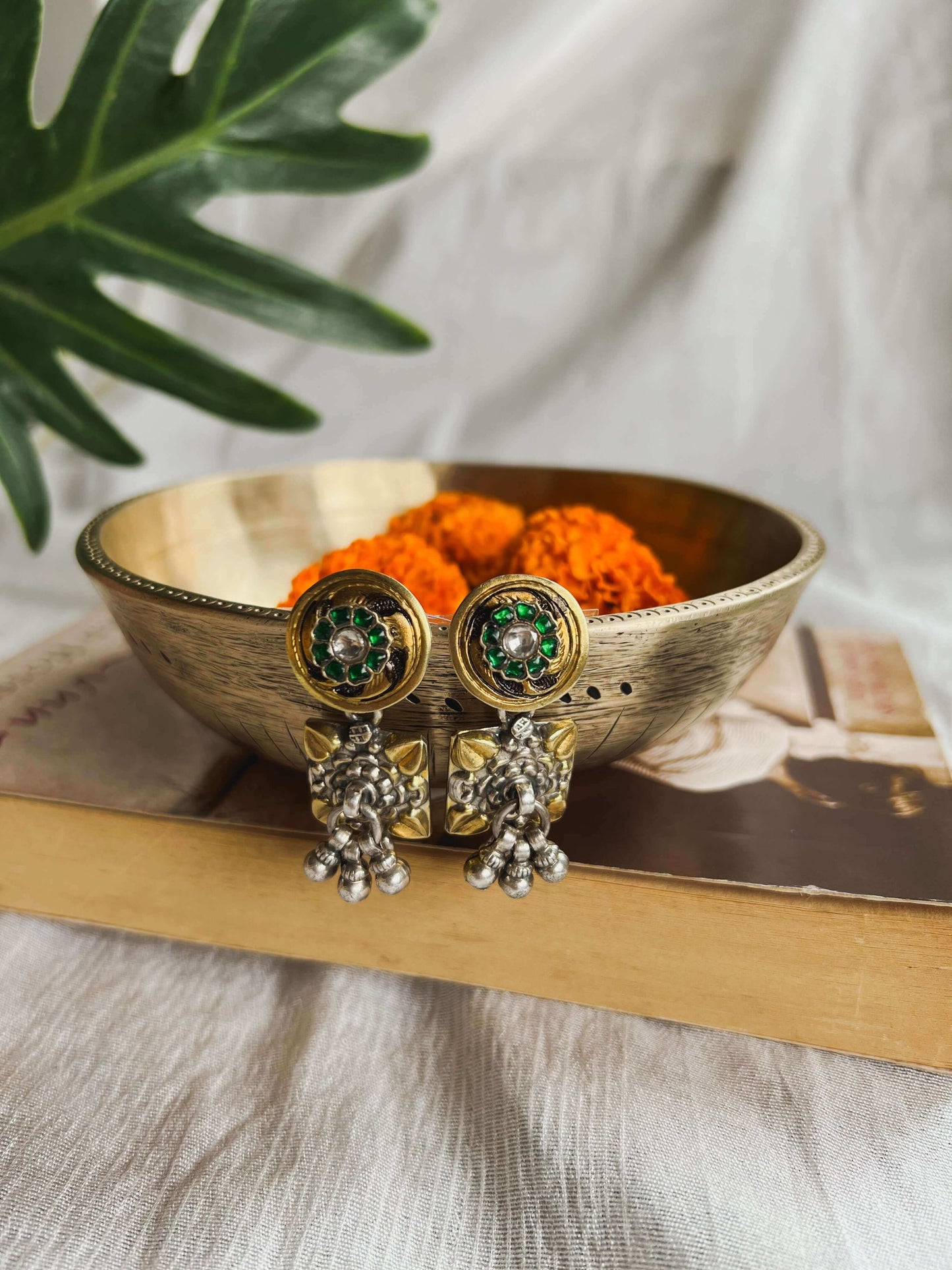 Avani Dual tone silver earrings