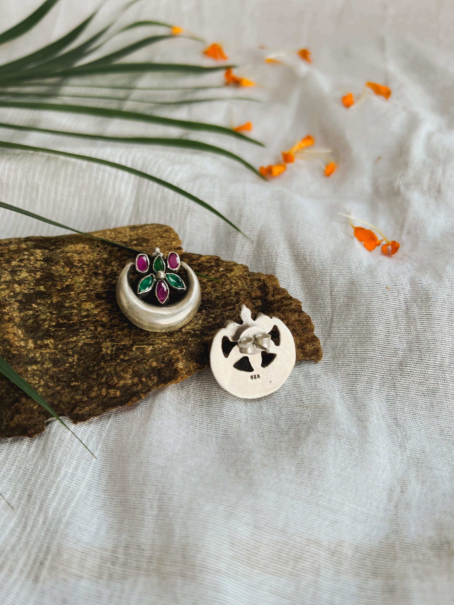 Chand phool silver studs
