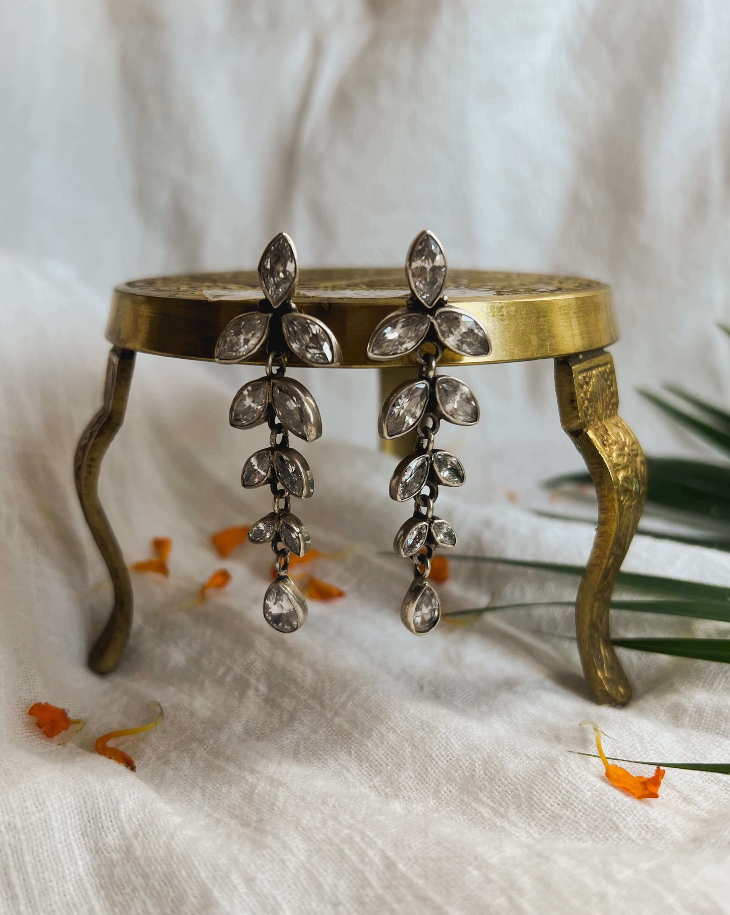 Brahmi white glass polki danglers