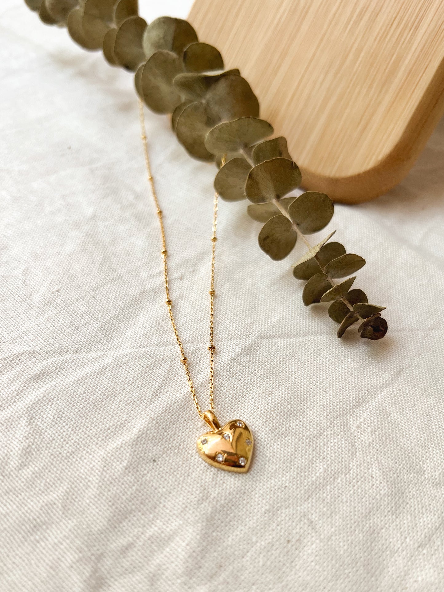Soul encrusted heart charm neck chain in sterling silver