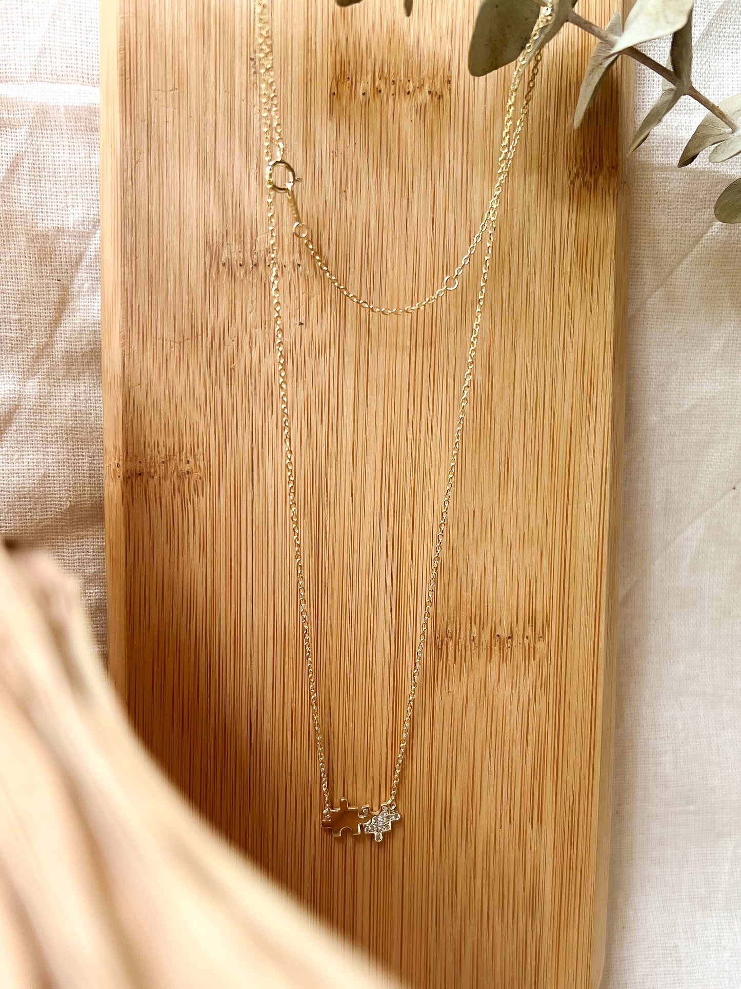 Pieces of puzzle 18K gold plated neck chain in sterling silver