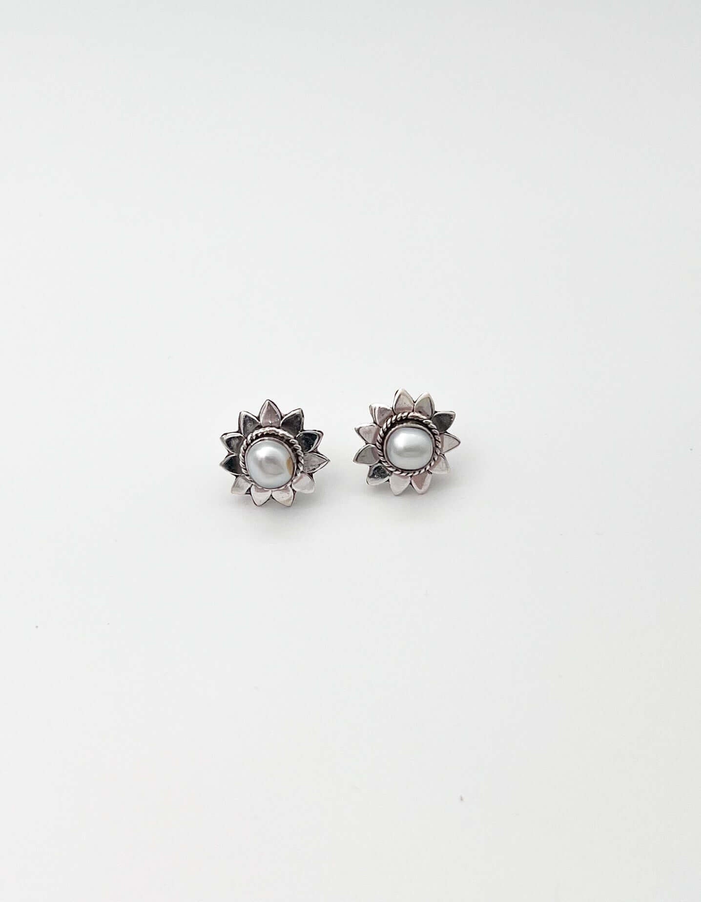Siddhi pearl accent silver mini studs