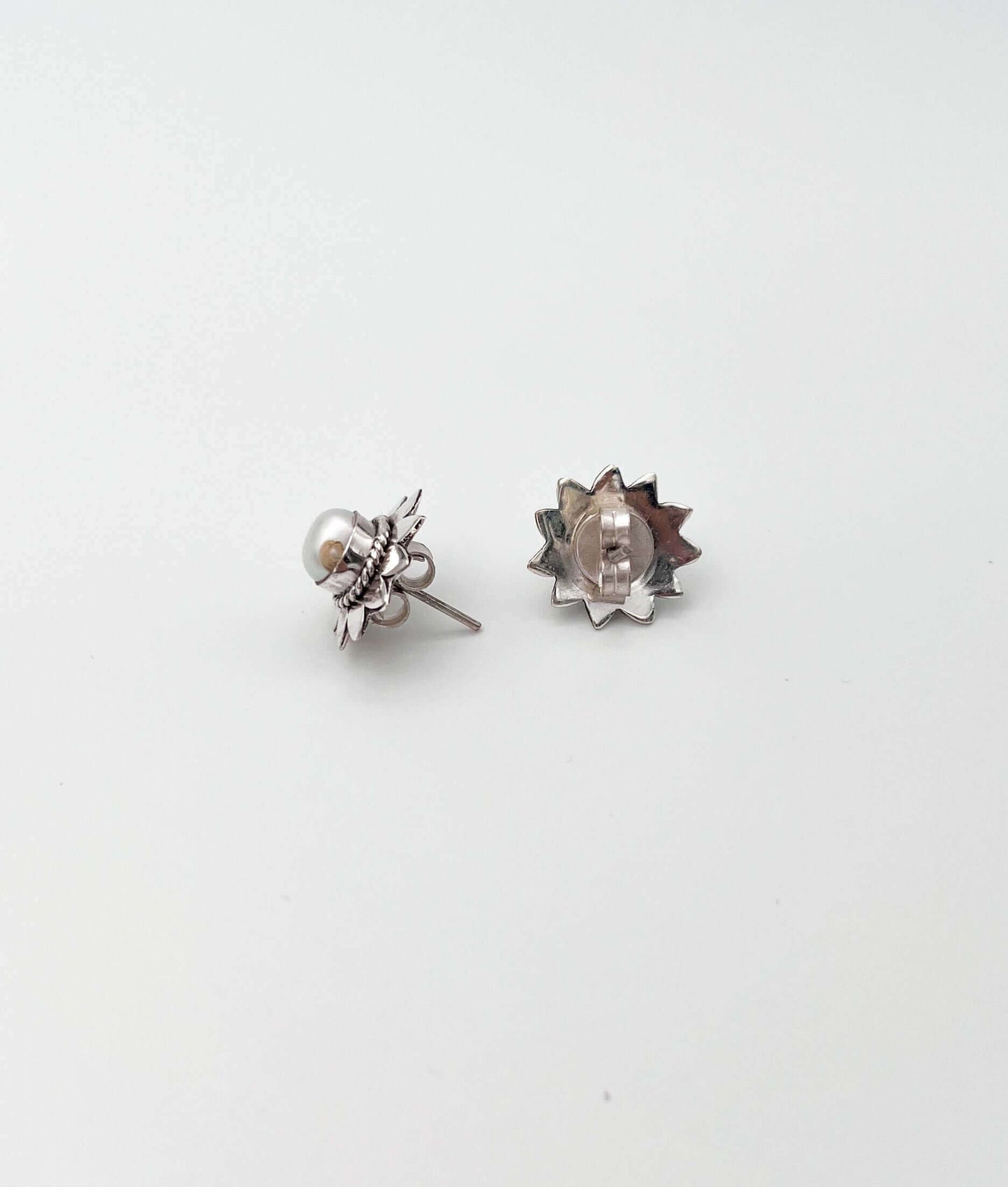 Siddhi pearl accent silver mini studs