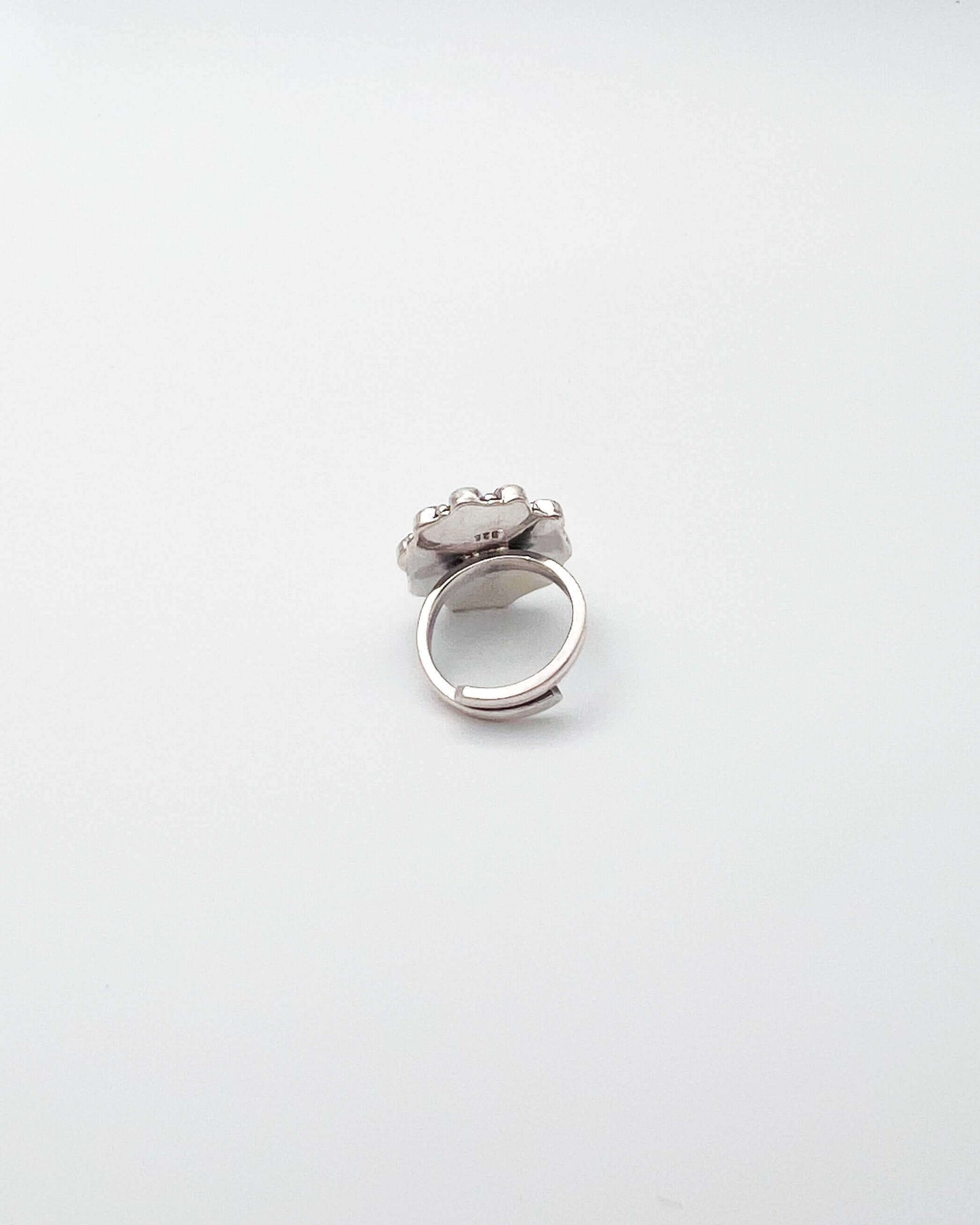 Bakula ring with glass polki and pink glass stone