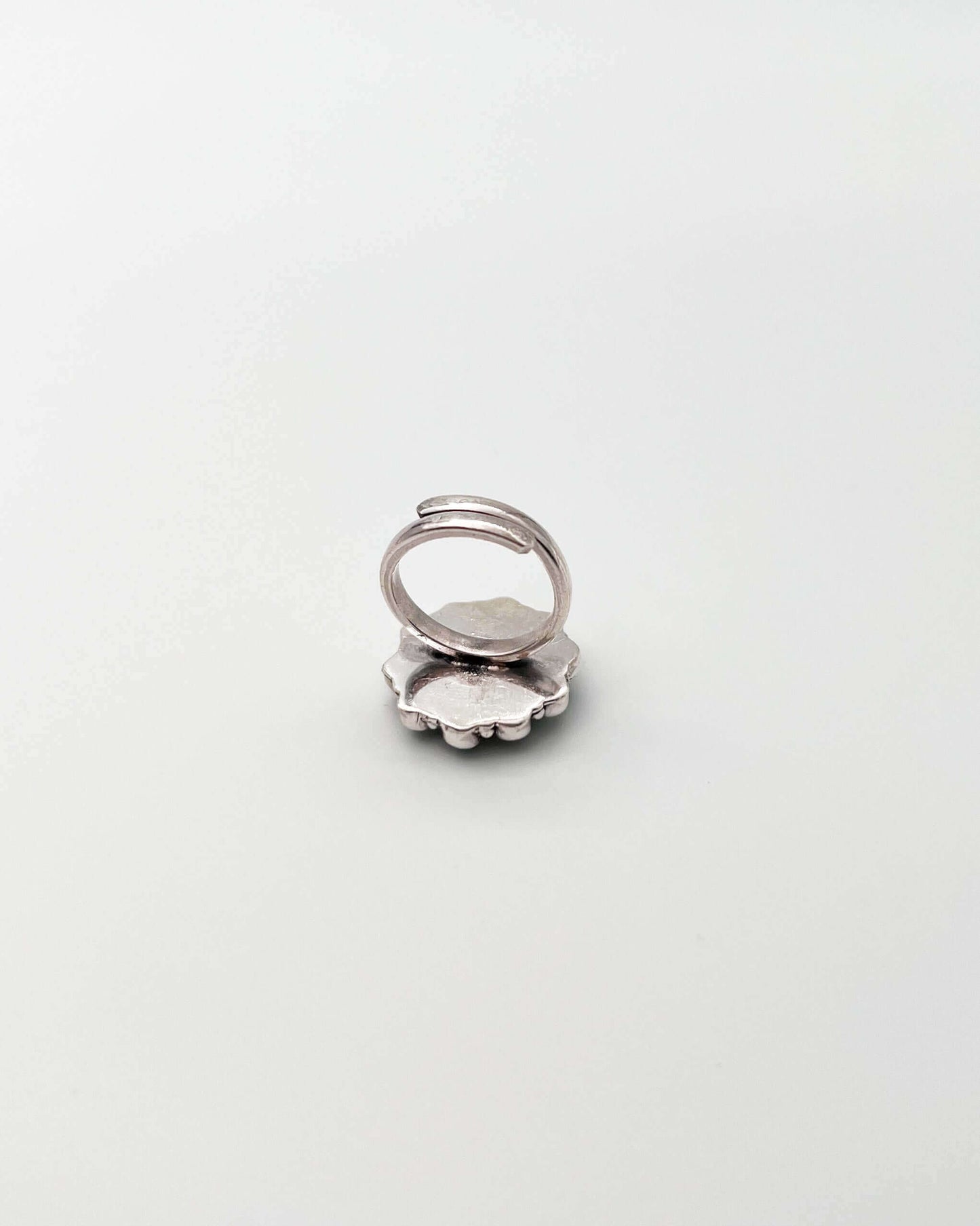 Daksha ring with green and pink glass polki