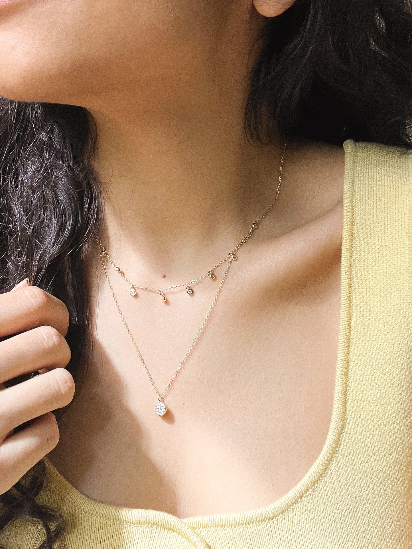 Twinkle double layer 18K gold plated silver neckchain