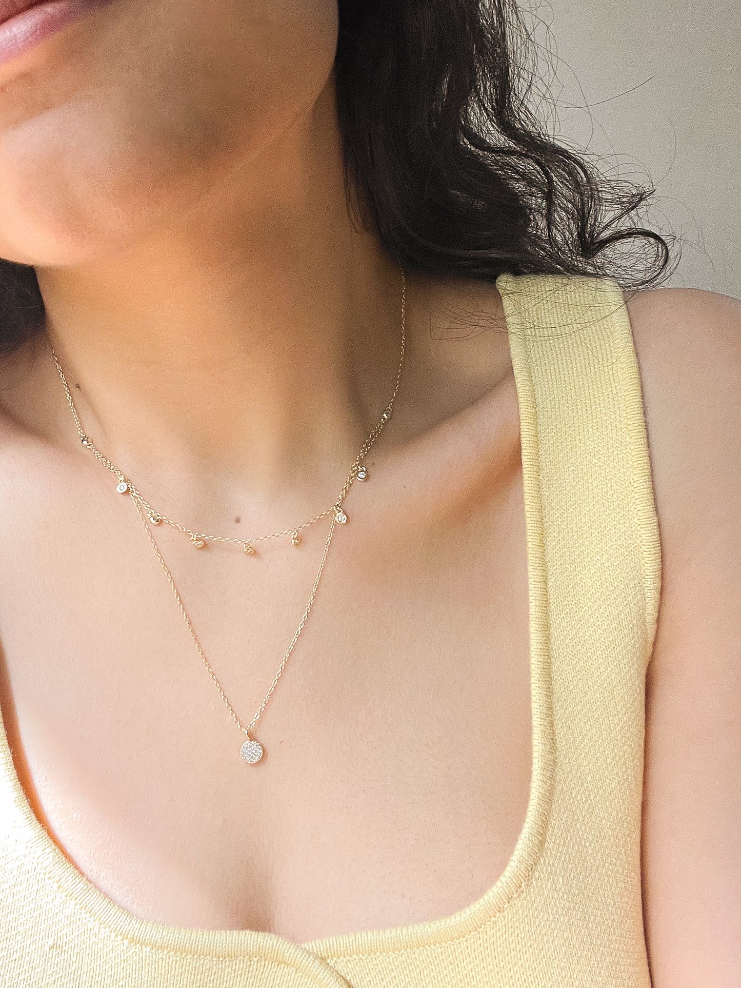 Twinkle double layer 18K gold plated silver neckchain