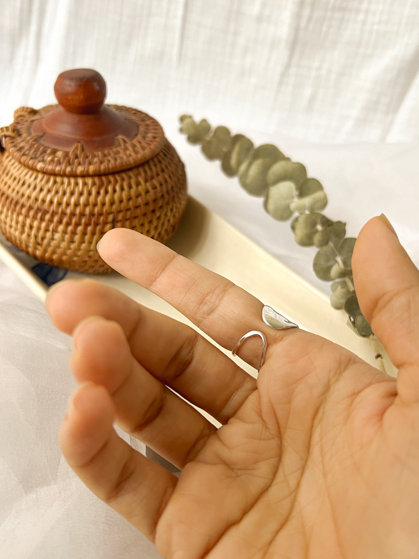 Yin Yang sterling silver adjustable ring