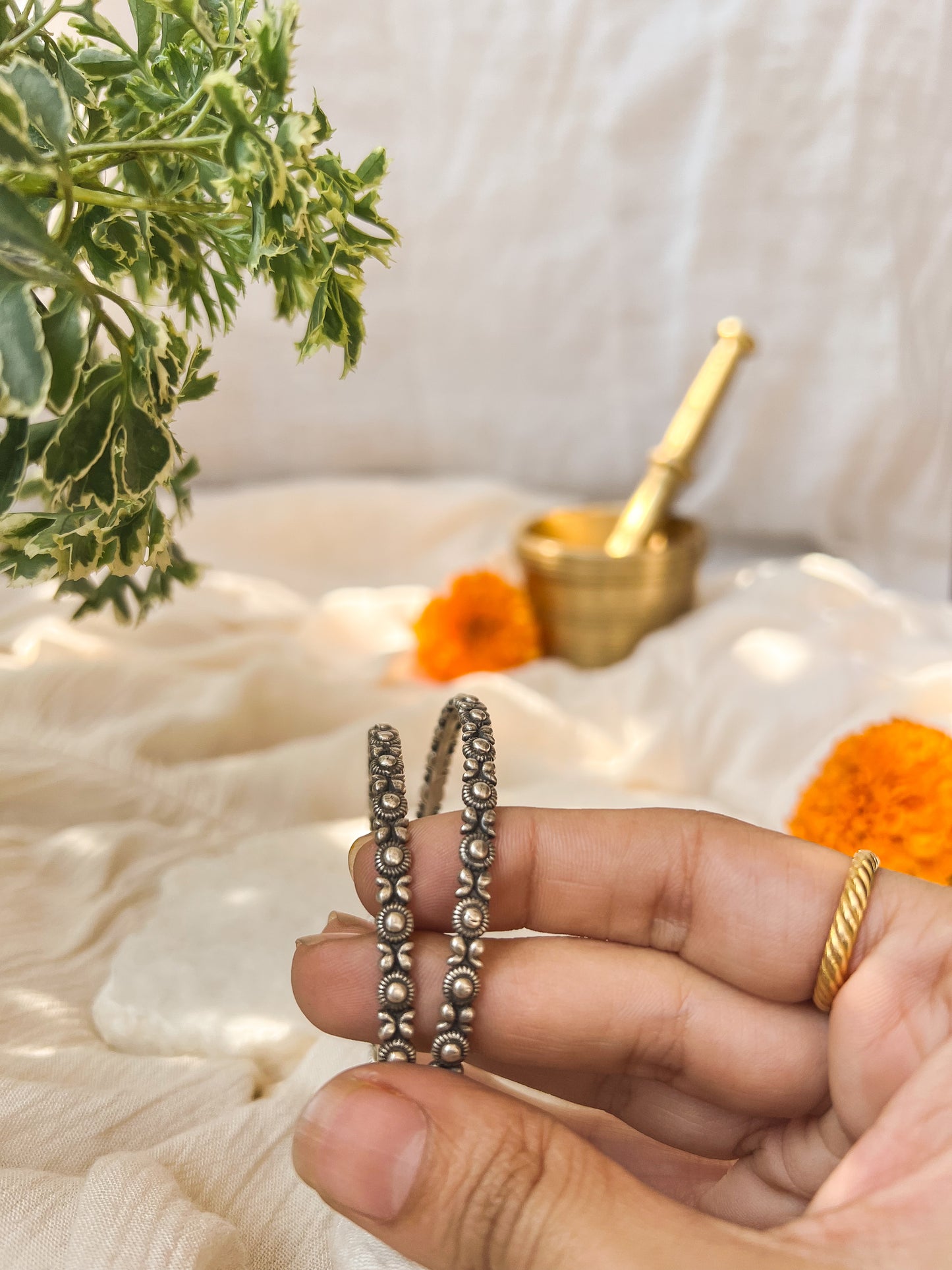 Dhanashri oxidised silver bangles (for a pair)