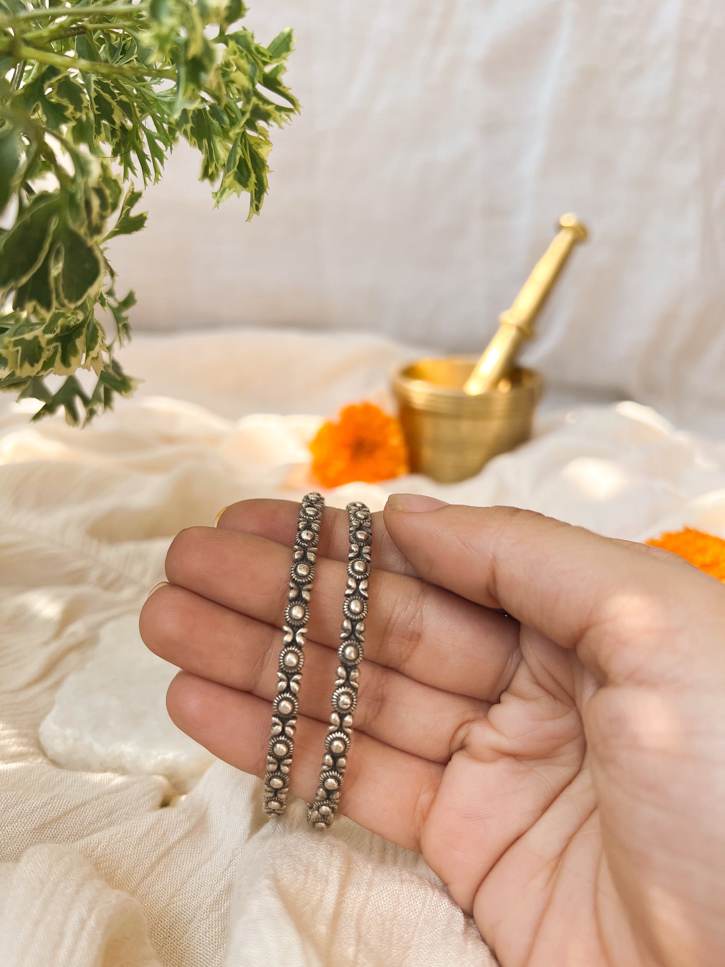 Dhanashri oxidised silver bangles (for a pair)