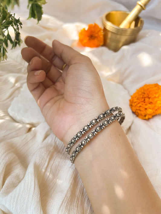Dhanashri oxidised silver bangles (for a pair)