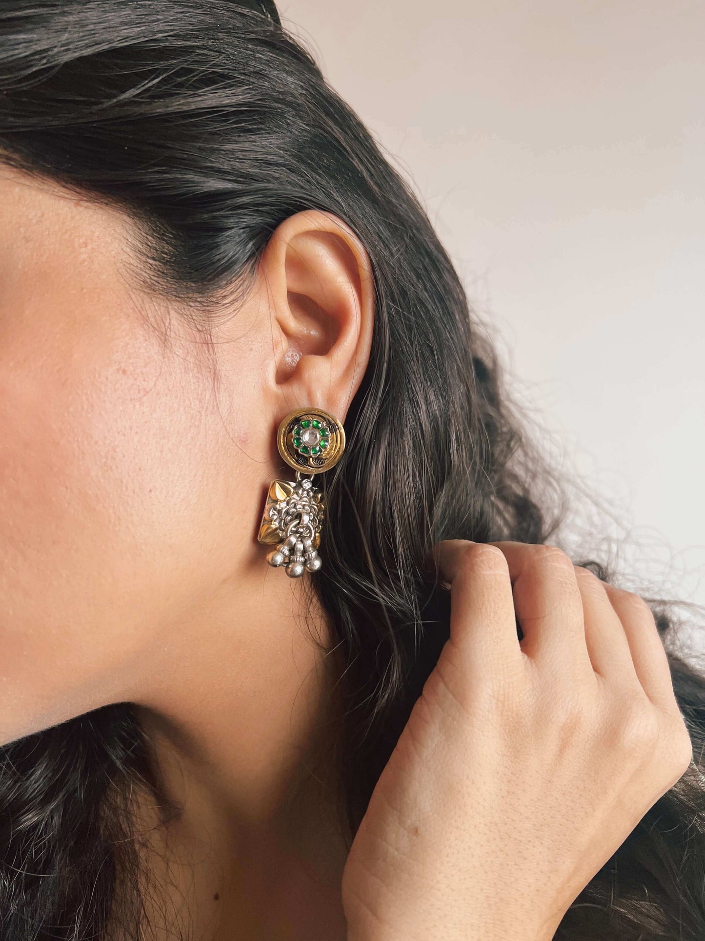 Avani Dual tone silver earrings