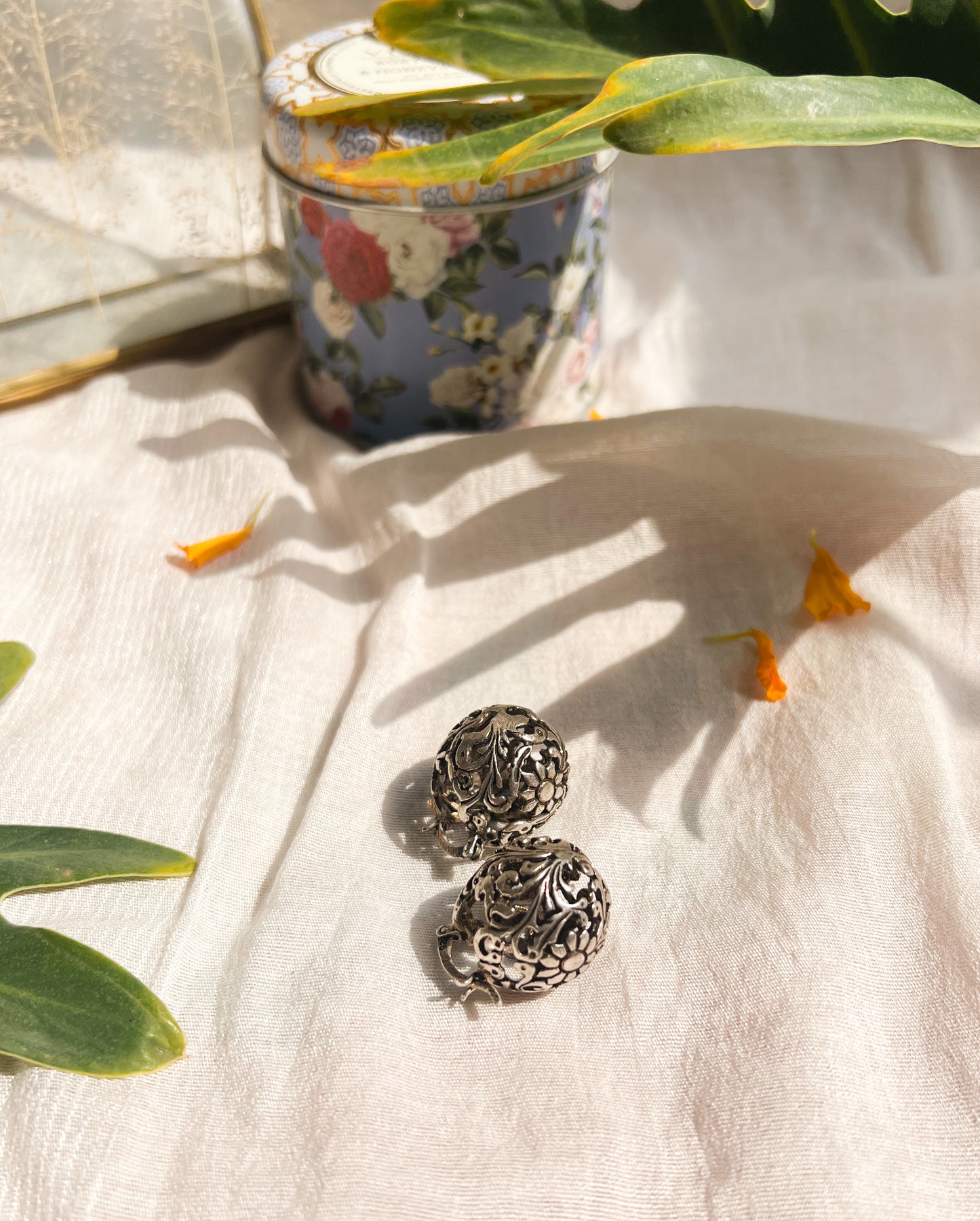 Agneya dome earrings in oxidised silver