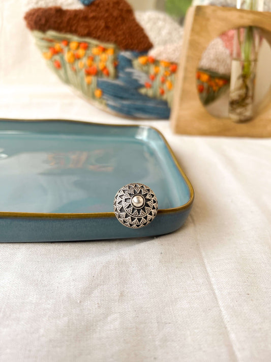 Sarvika oxidised silver adjustable ring