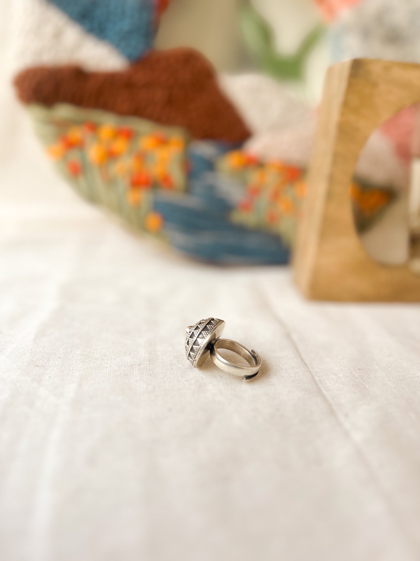 Sarvika oxidised silver adjustable ring