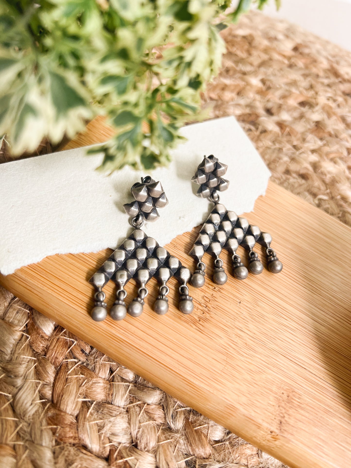 Toran earrings with ghunghroo detail in oxidised silver