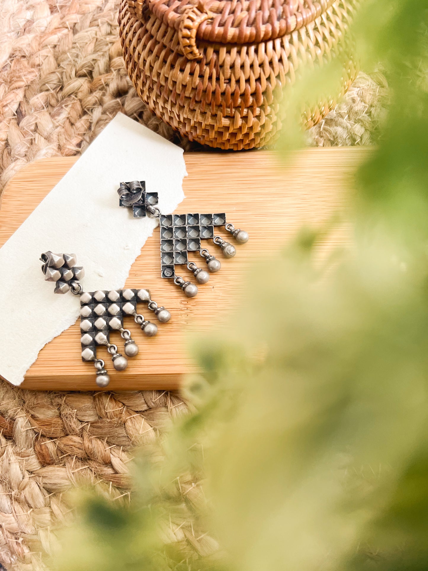 Toran earrings with ghunghroo detail in oxidised silver