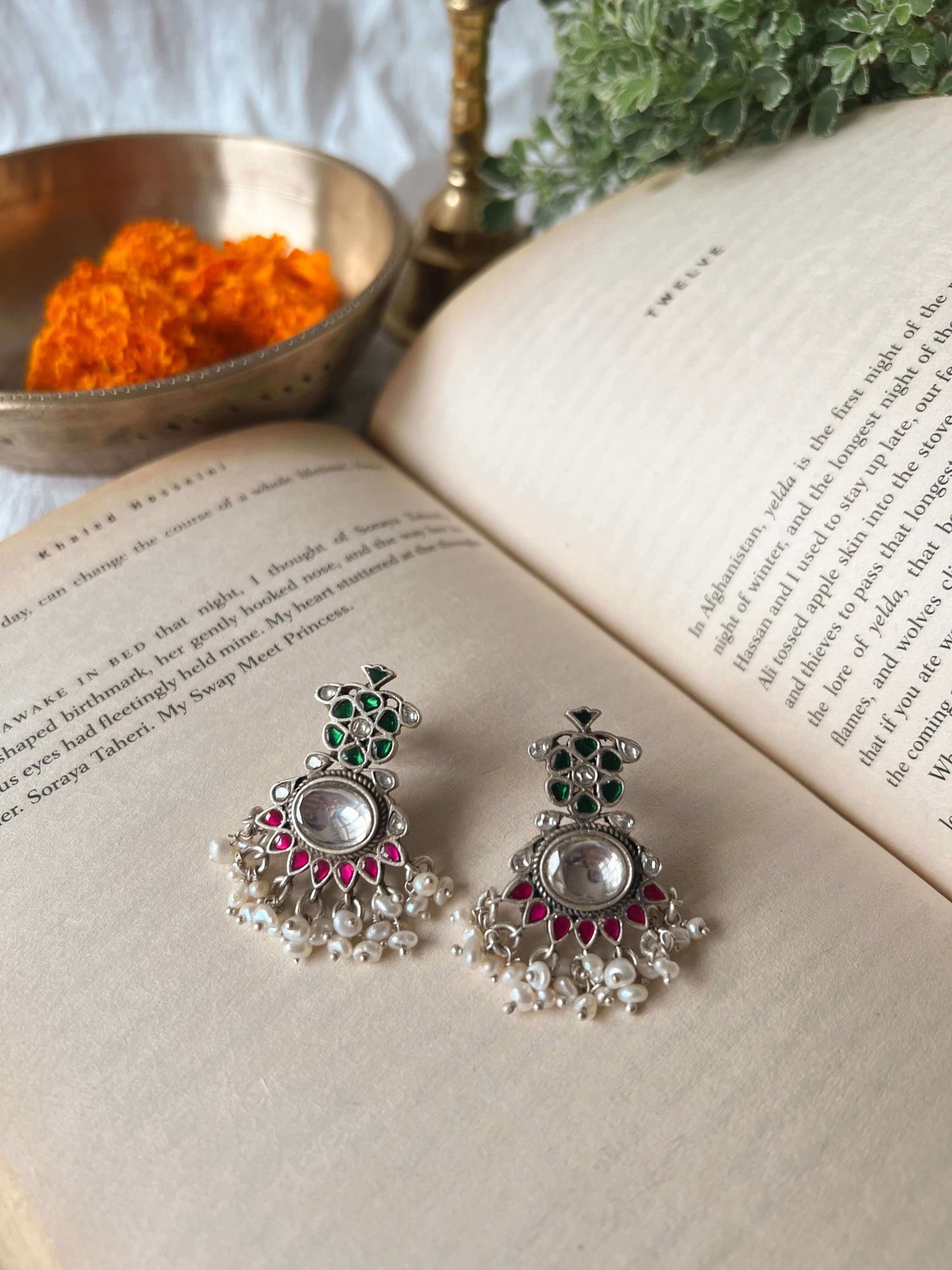 Veera pendant necklace set in kundan with pearl strings