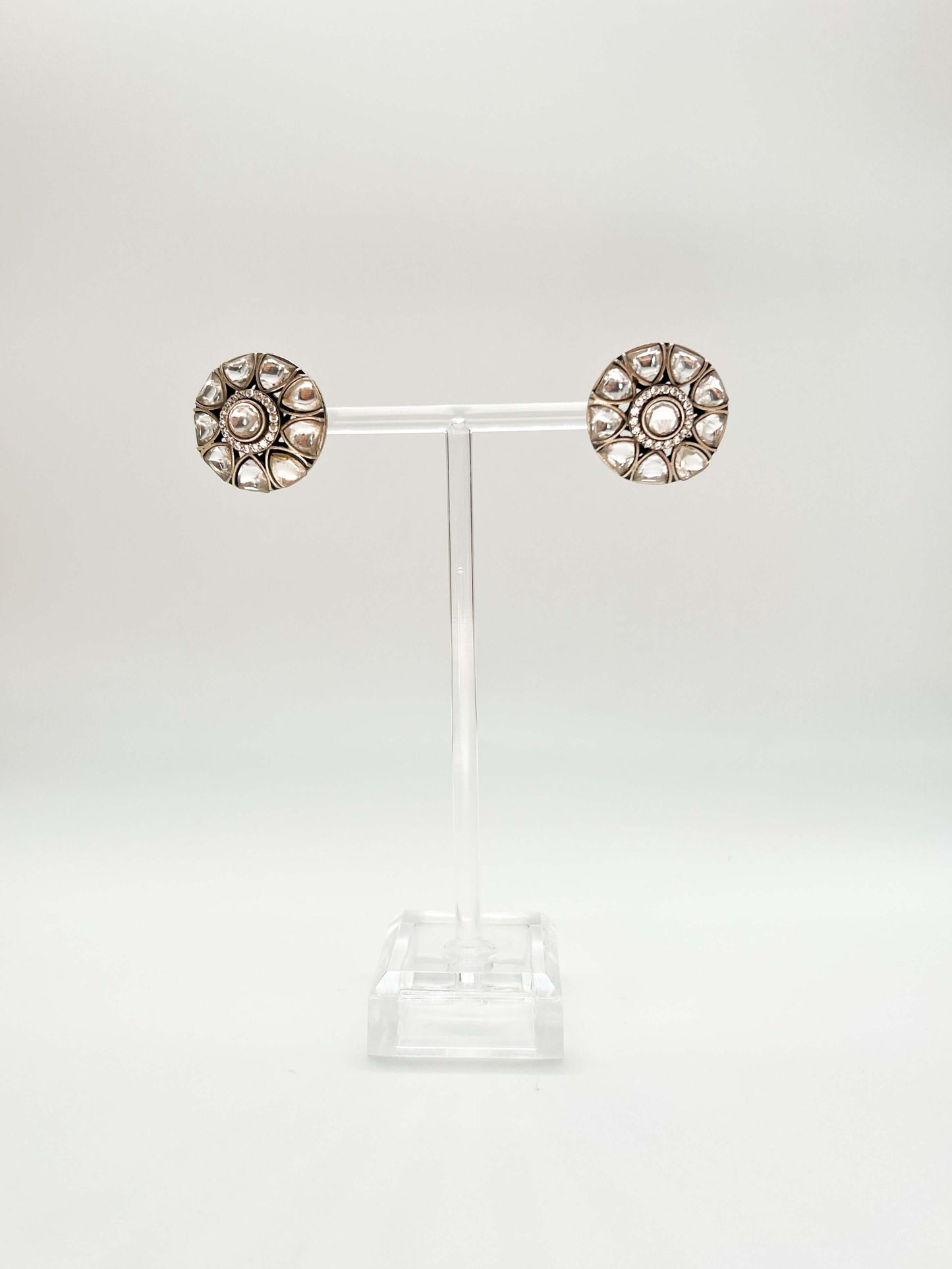 Apsara silver studs with polki