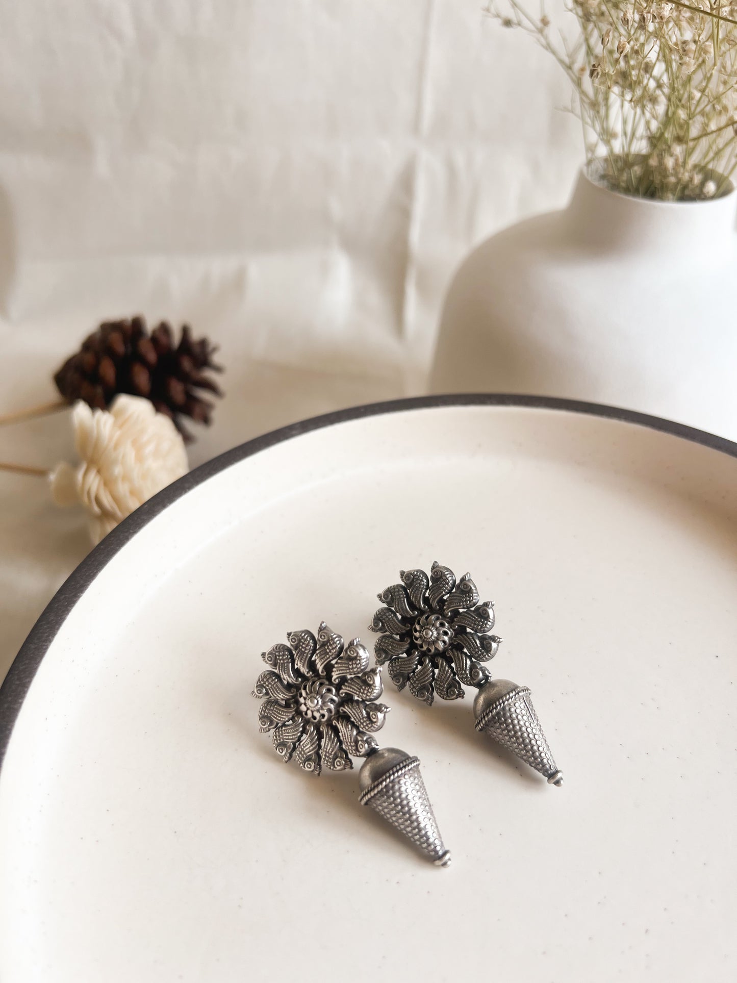 Surajmukhi Oxidised silver earring