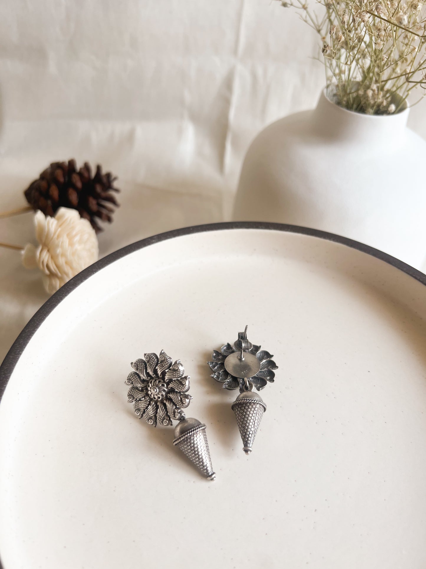 Surajmukhi Oxidised silver earring