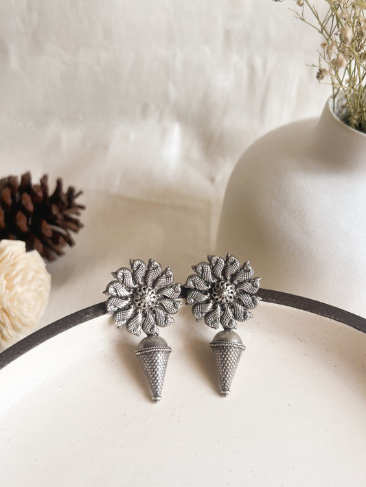 Surajmukhi Oxidised silver earring