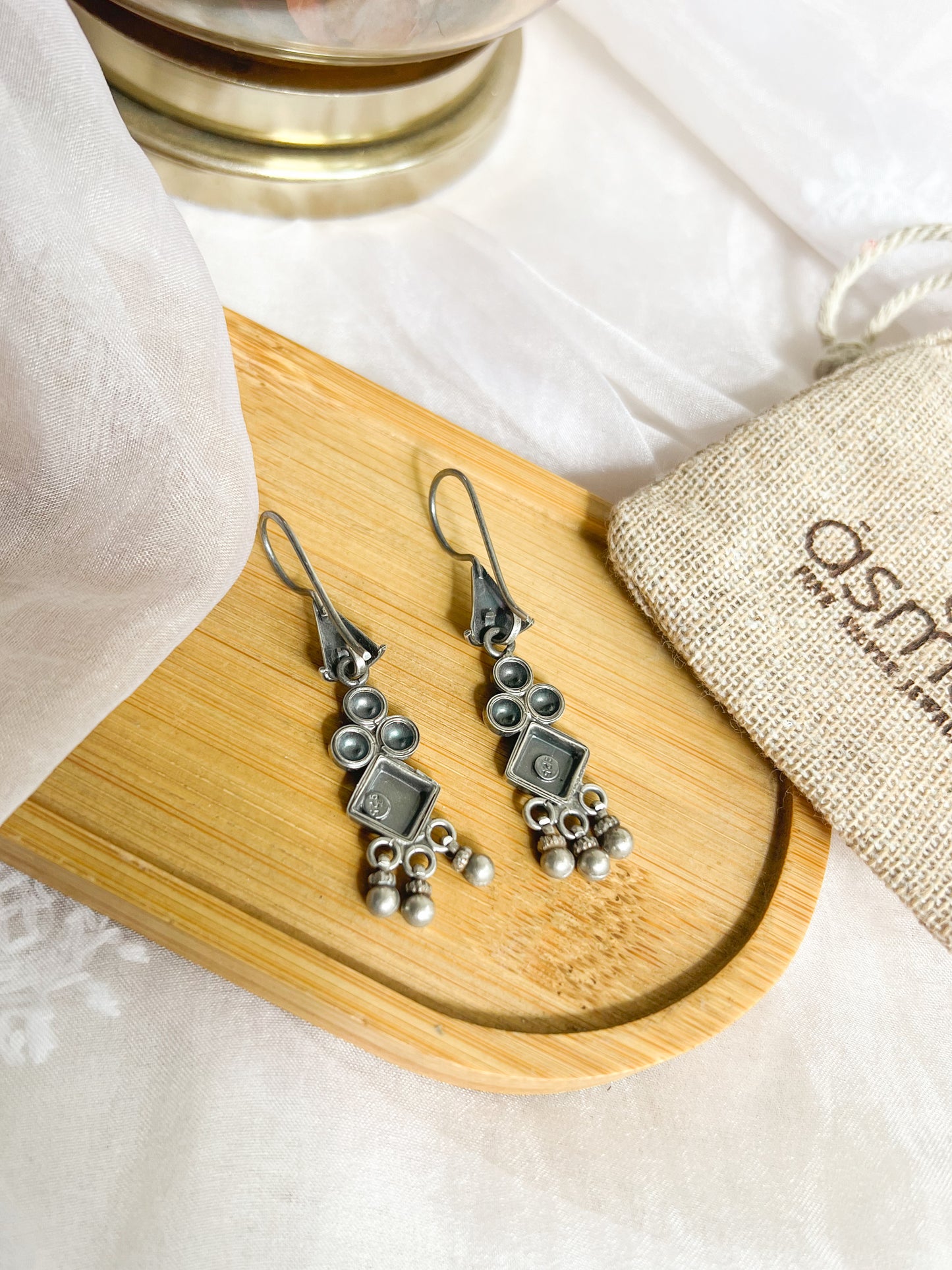 Trajva fish hook earrings with ghunghroo detail