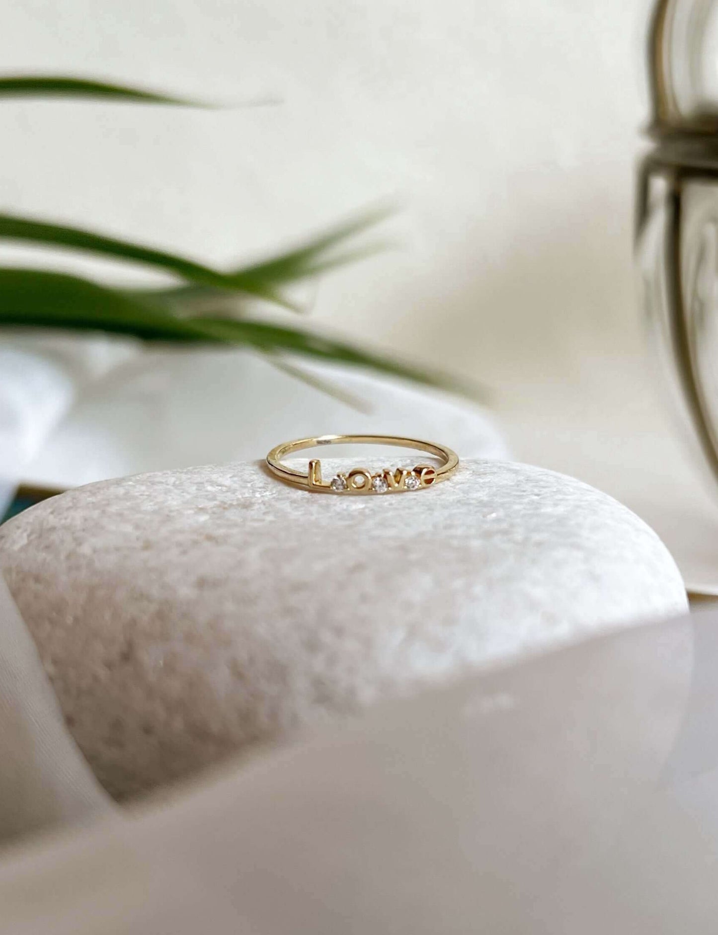 Je t'aime gold plated silver ring