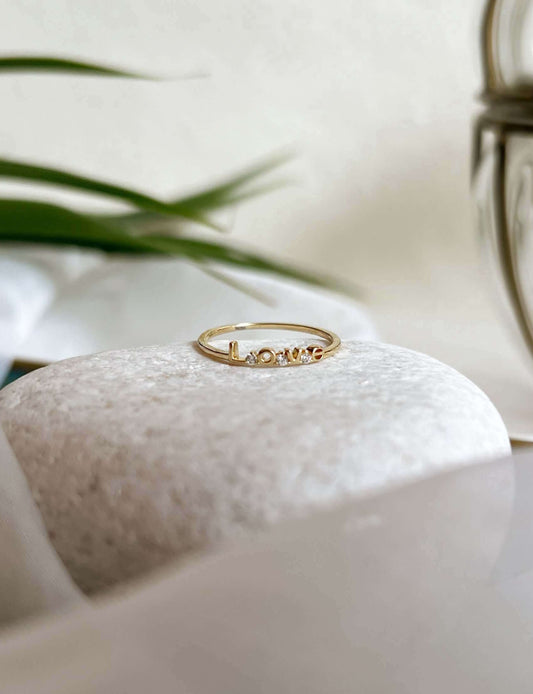 Je t'aime gold plated silver ring