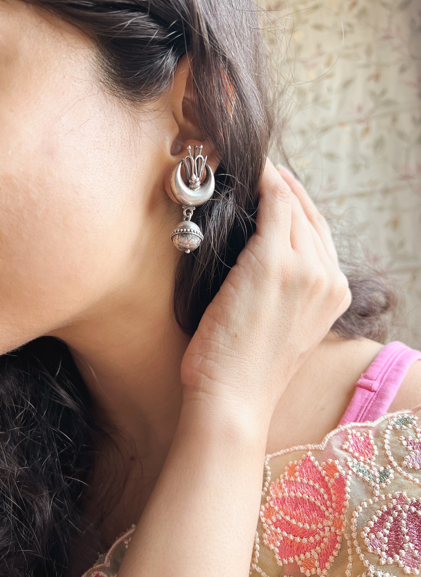 Sudha oxidised silver earring