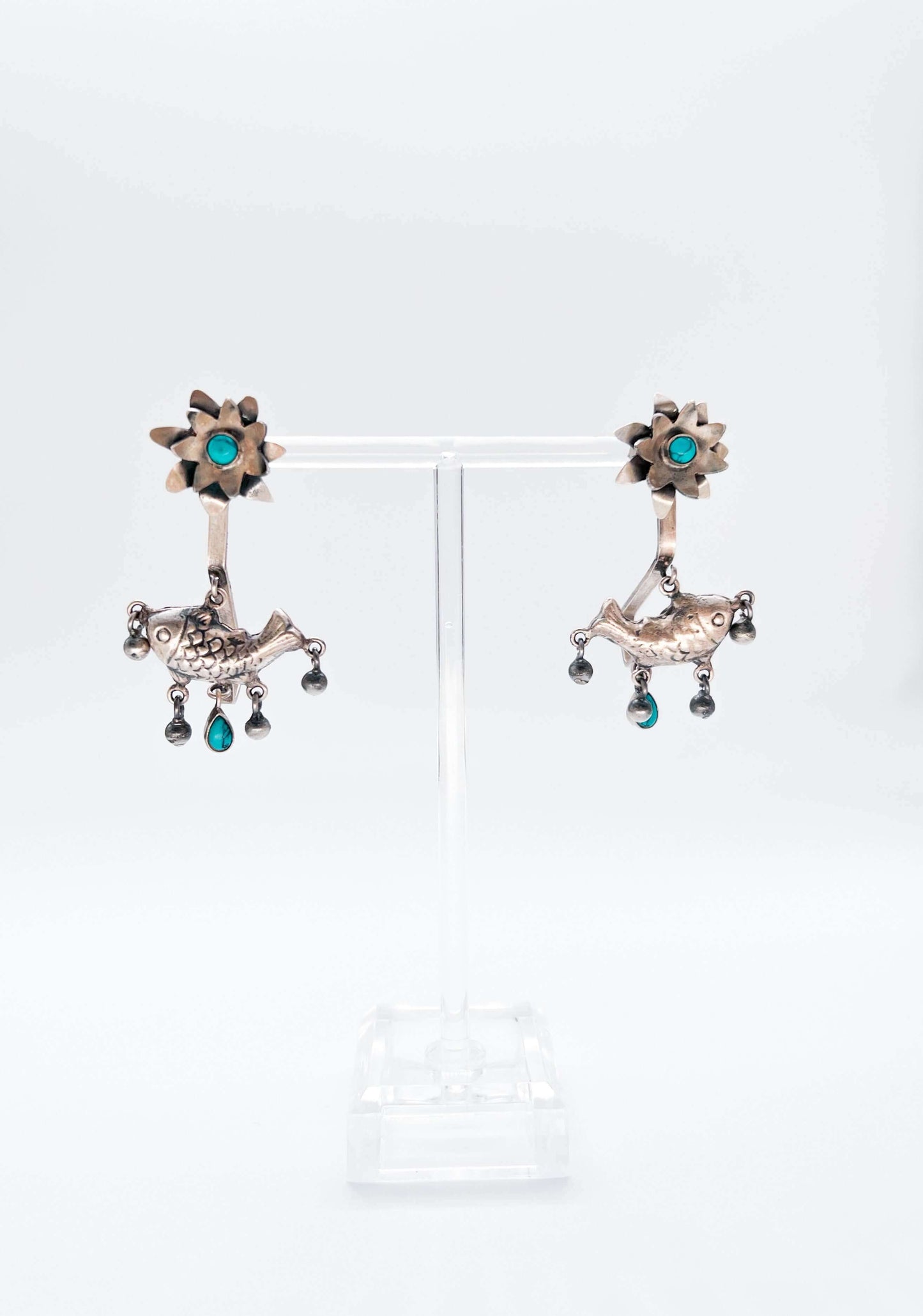Jaladhi oxidised danglers with turquoise stone