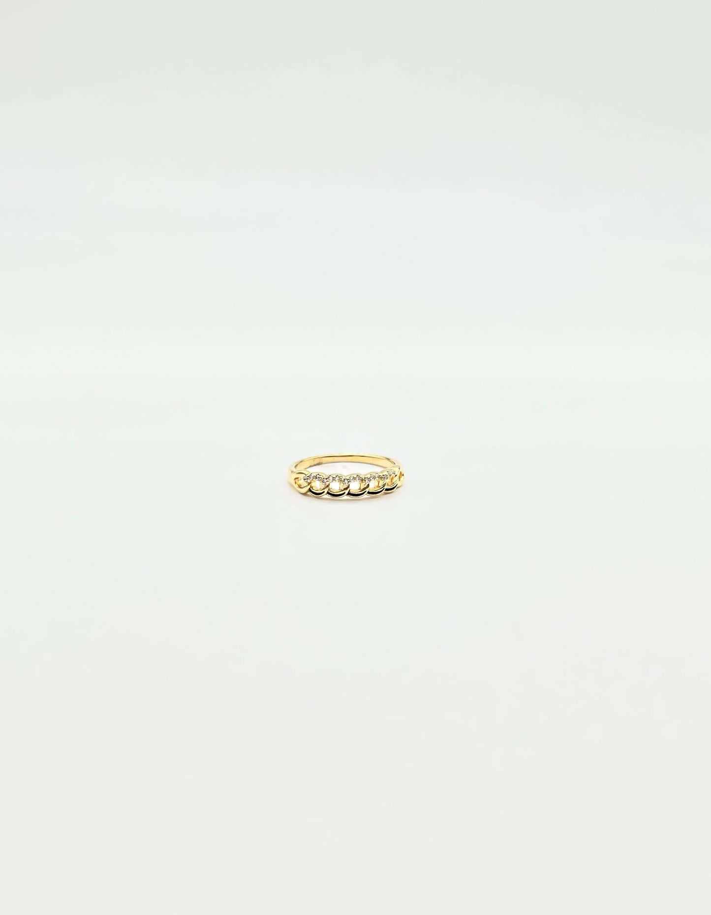 Stella gold plated silver ring with chain detail and zircon