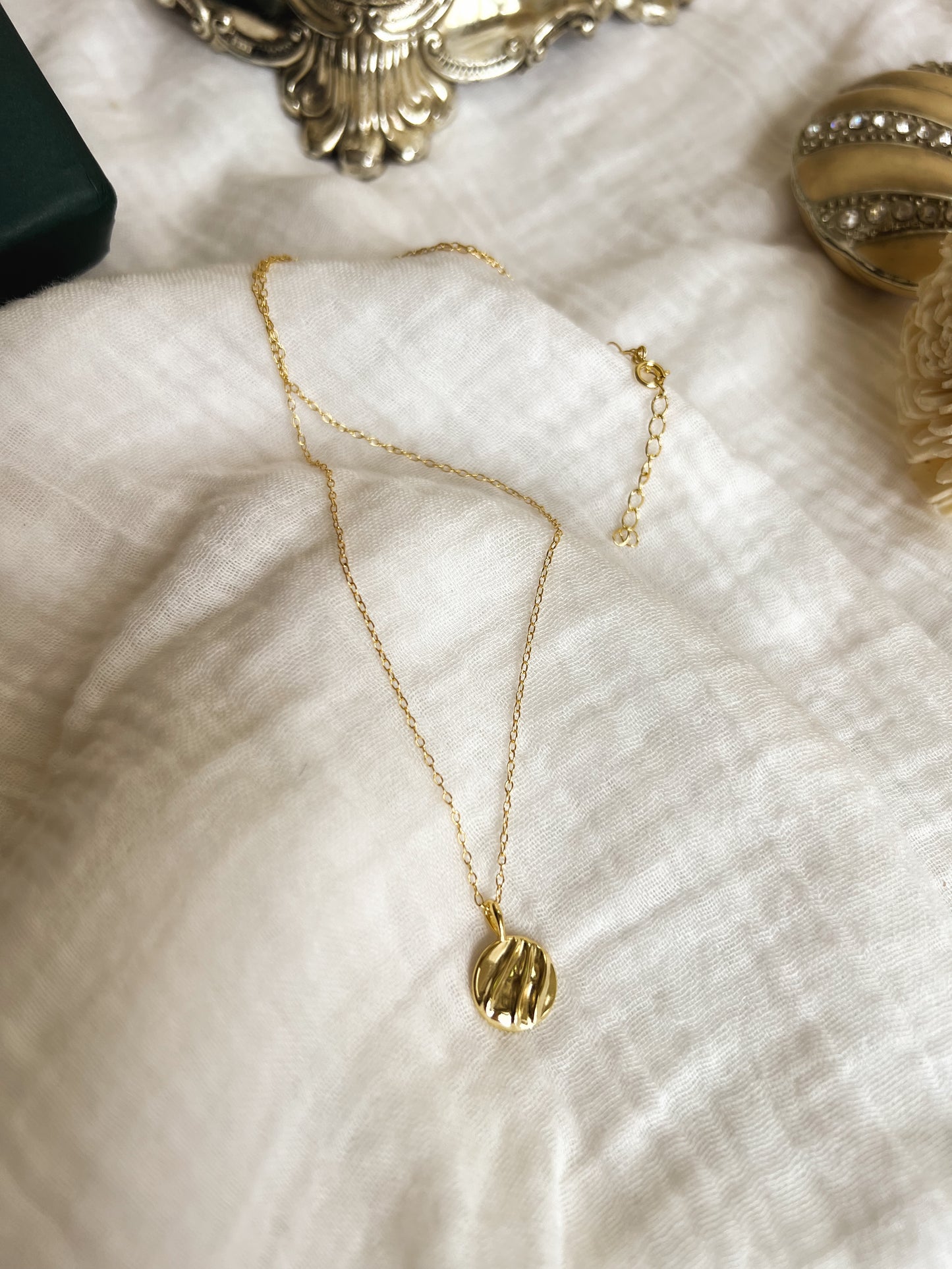 Medallion charm gold plated silver chain