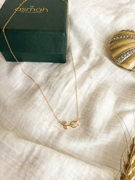 Rosa gold plated silver chain with rose charm