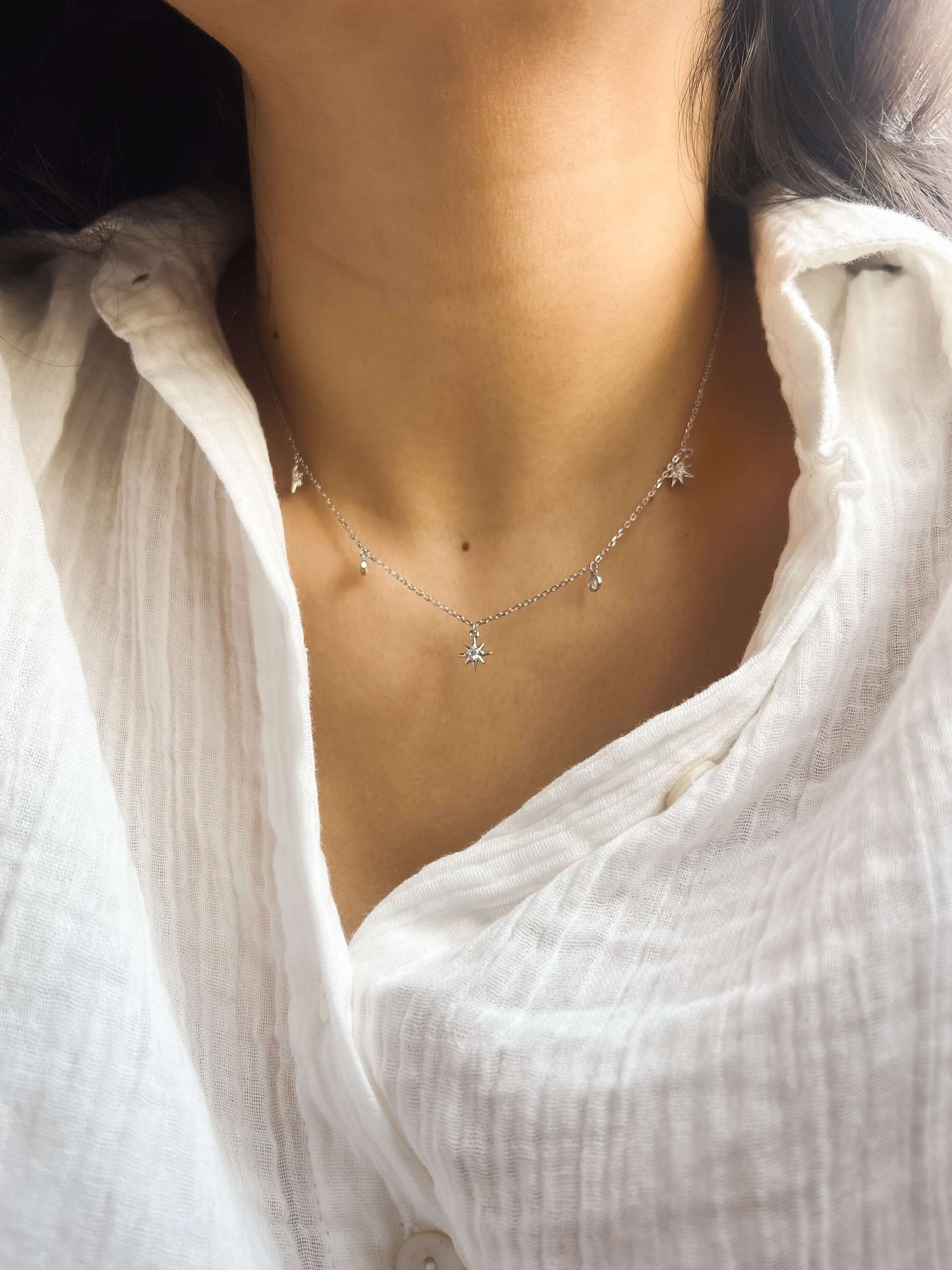 Papillon silver neckchain with adjustable closure
