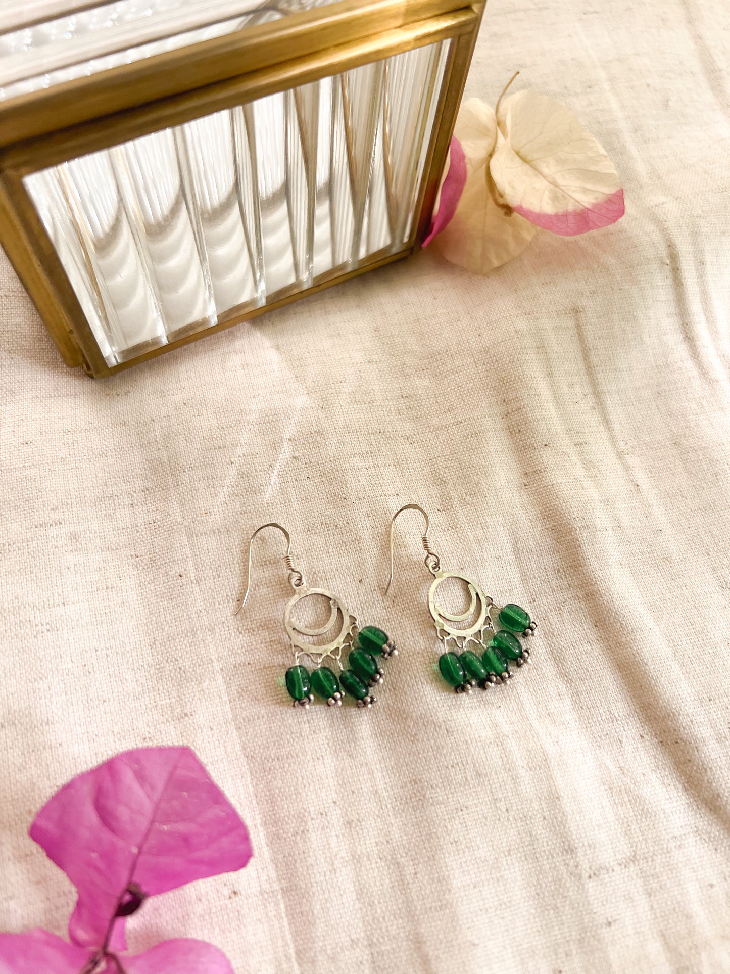 Noori fish hooks in silver with cluster gem stones (2 color variants)