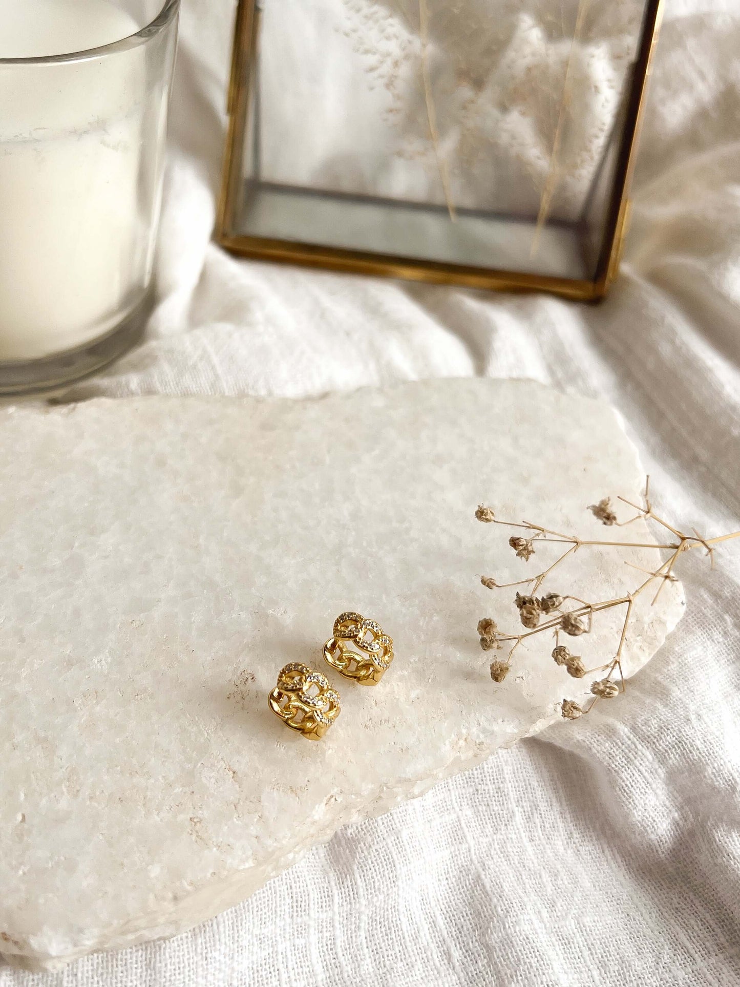 Eloise gold plated silver huggies with zircon
