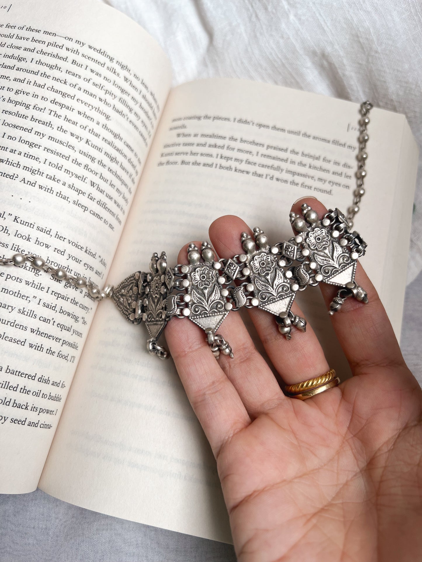 Latika oxidised silver necklace with ghunghroo detail