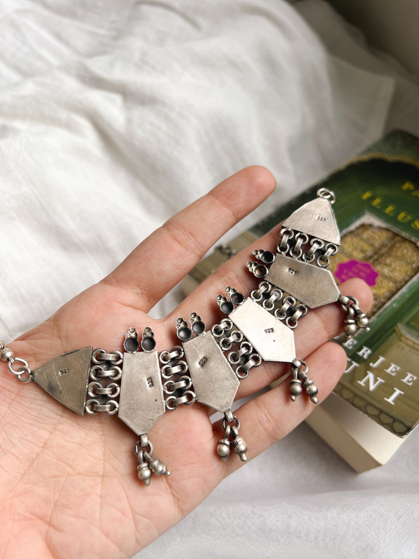 Latika oxidised silver necklace with ghunghroo detail