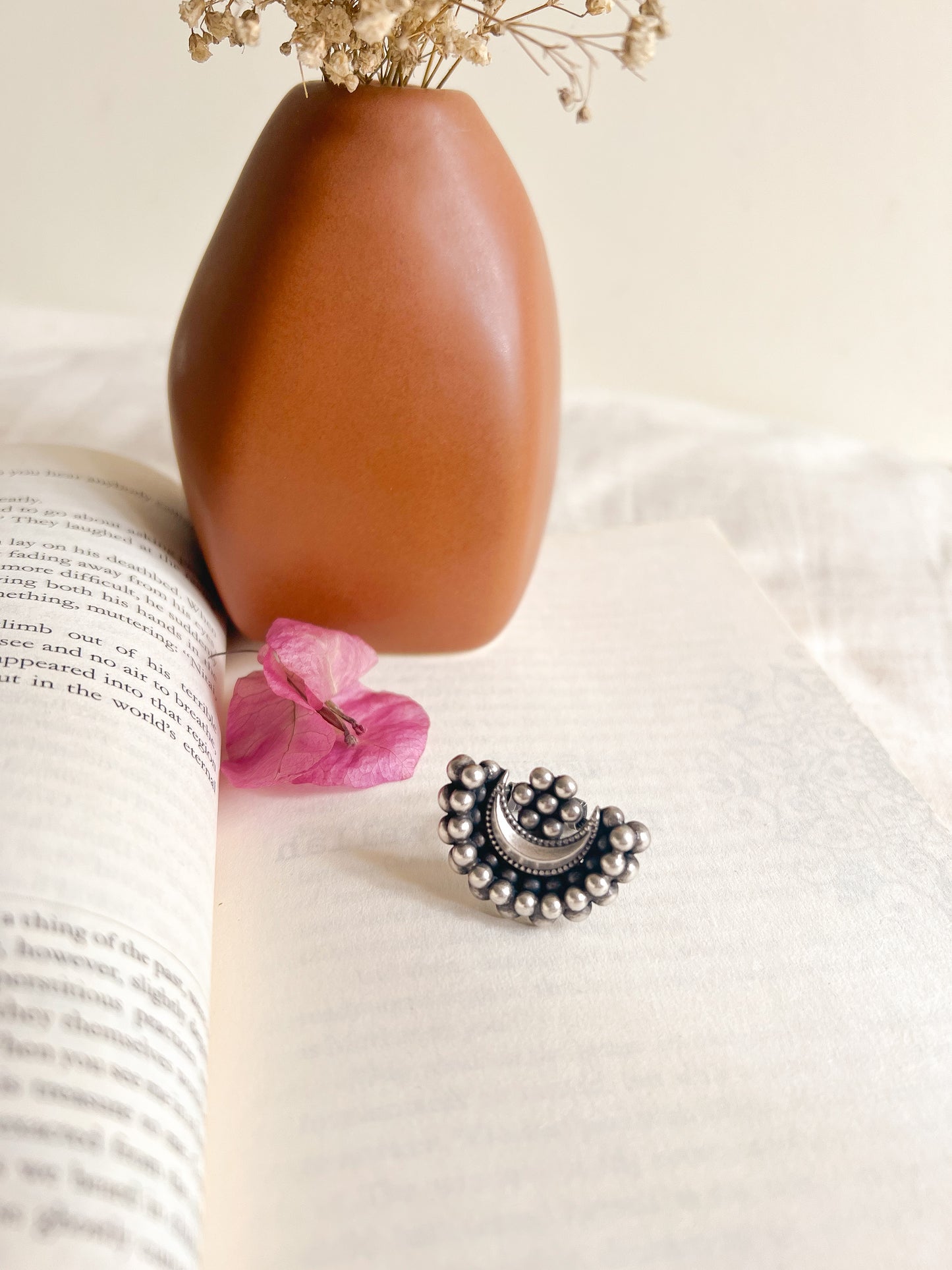 Chandrika oxidised ring in silver (adjustable)