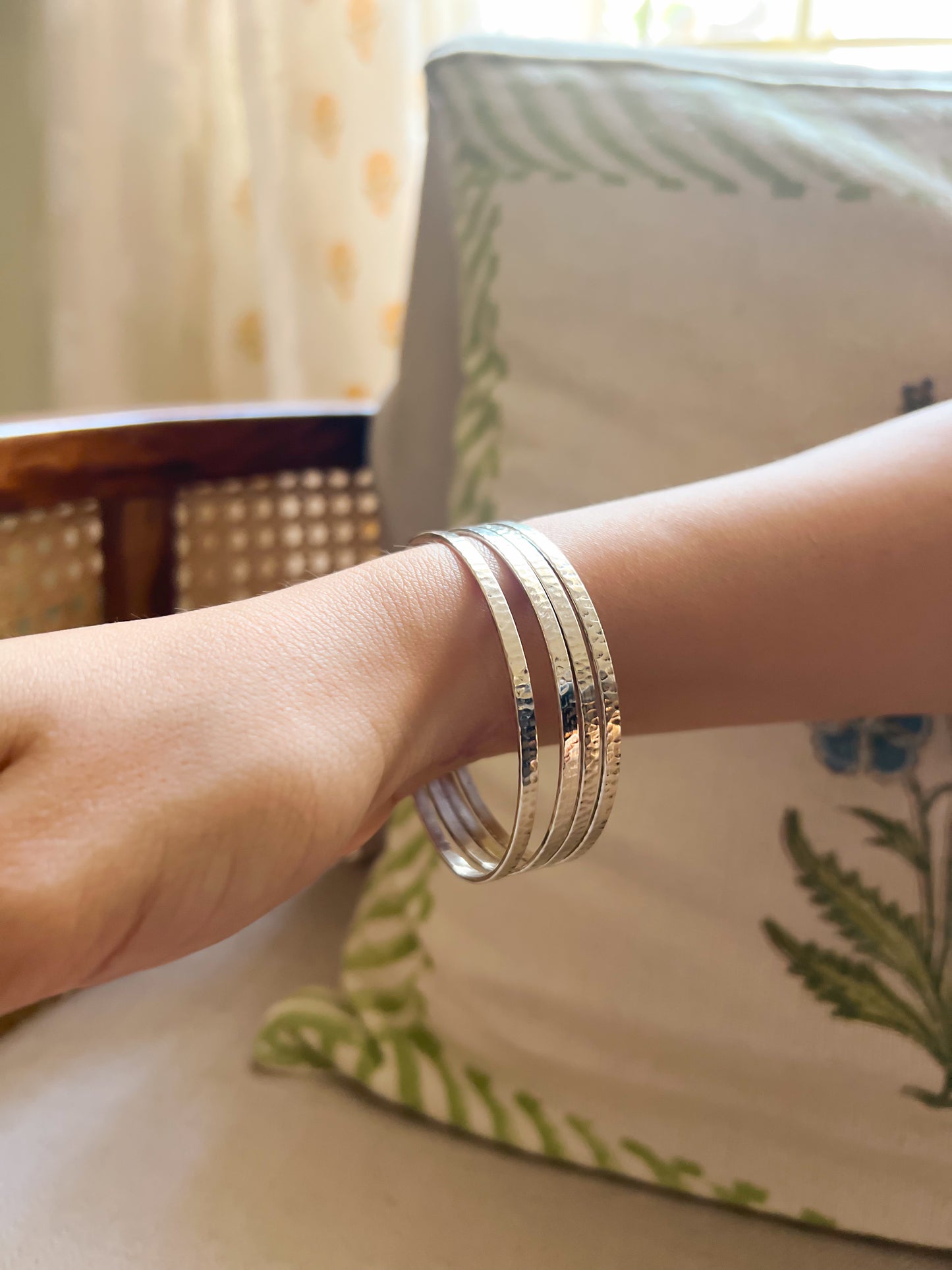 Dhanashri hammered silver bangle ( for 1 pc)