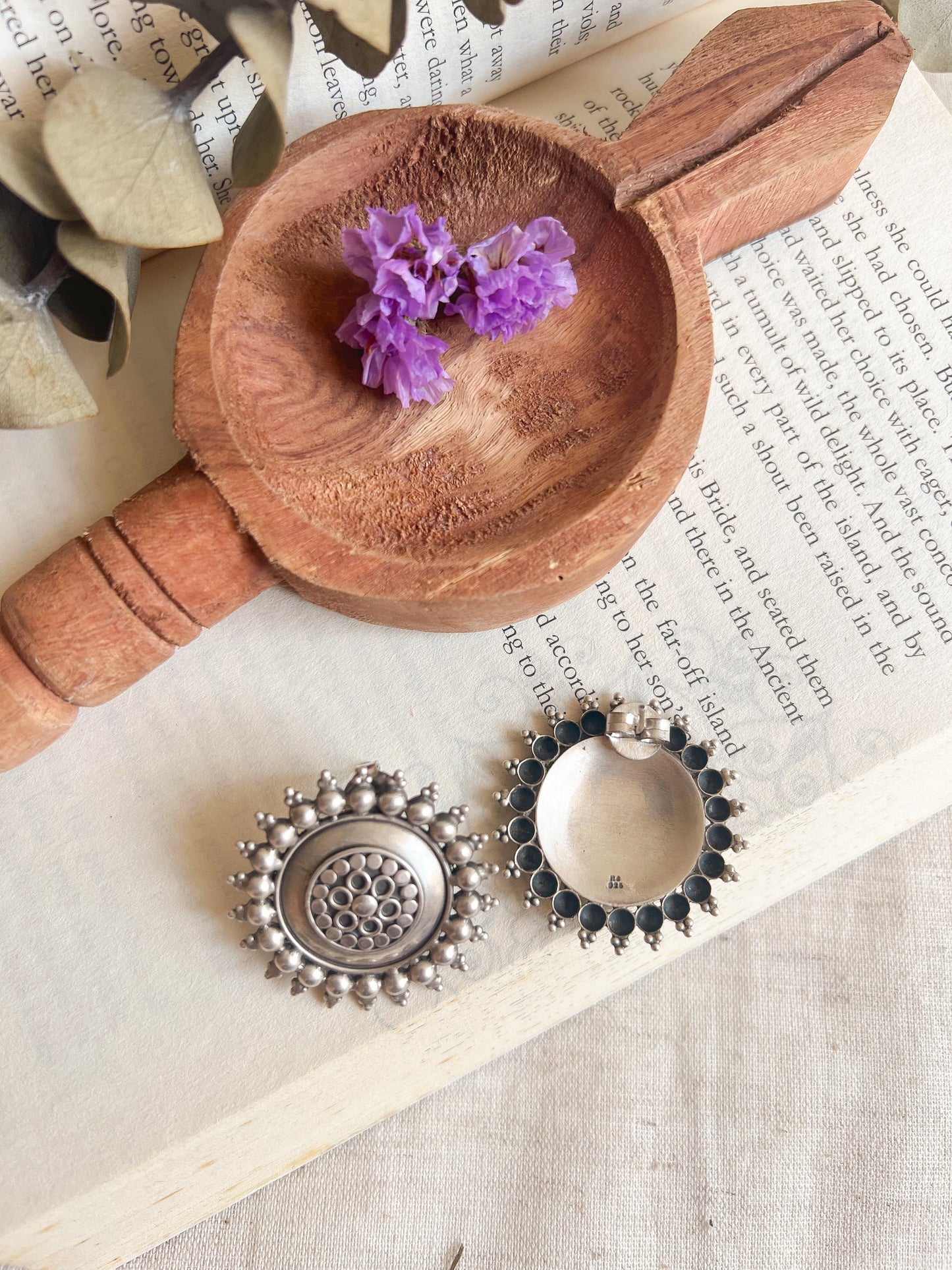 Surya oxidised silver studs