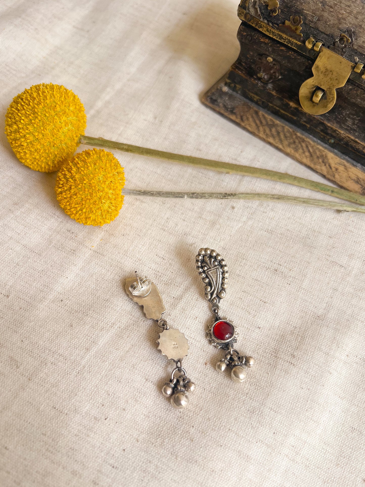Matsya fish motif dangler in oxidised silver