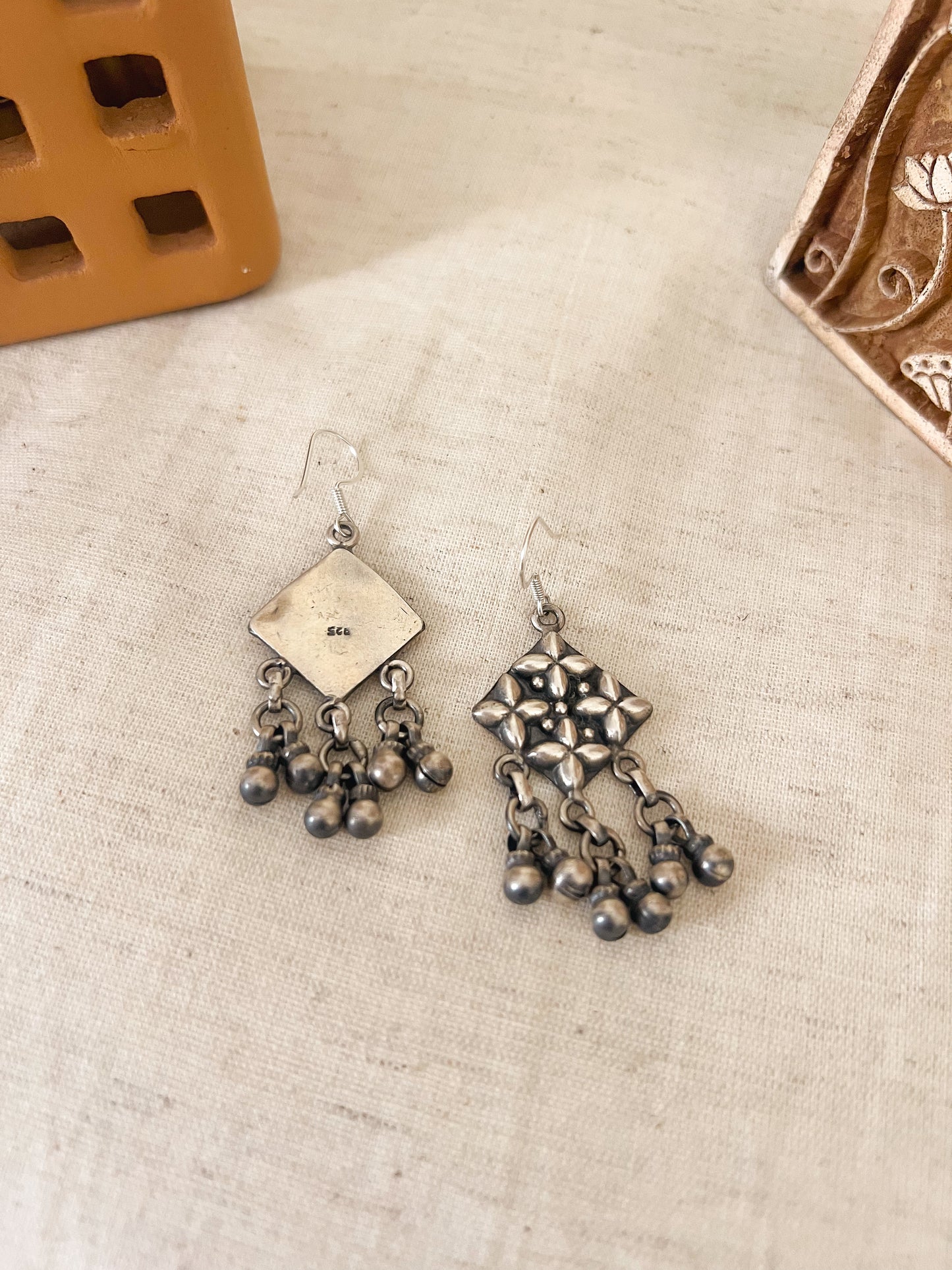 Patang oxidised silver dangler with fish hook