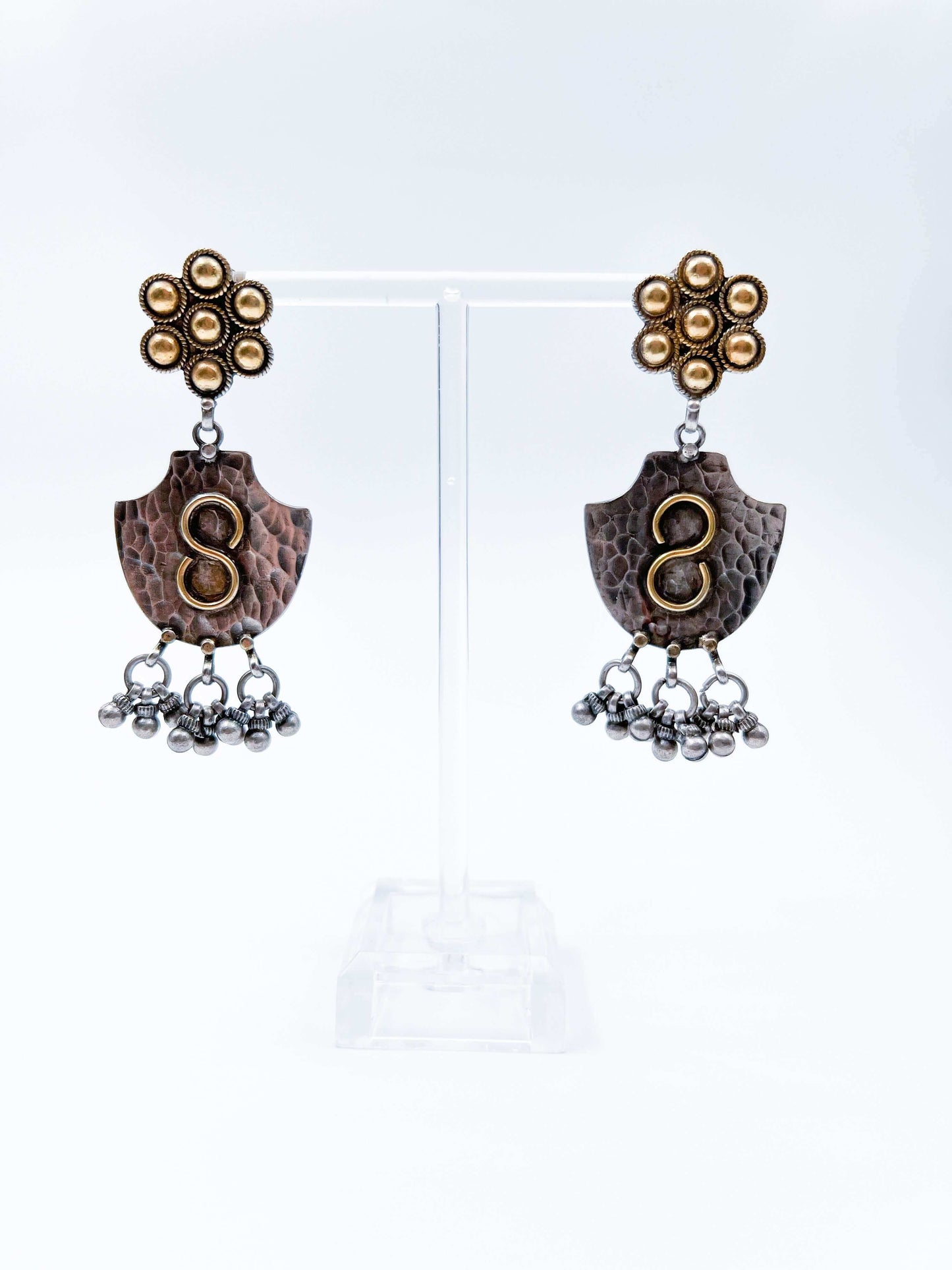 Raksha dual tone earrings with ghunghroo detail