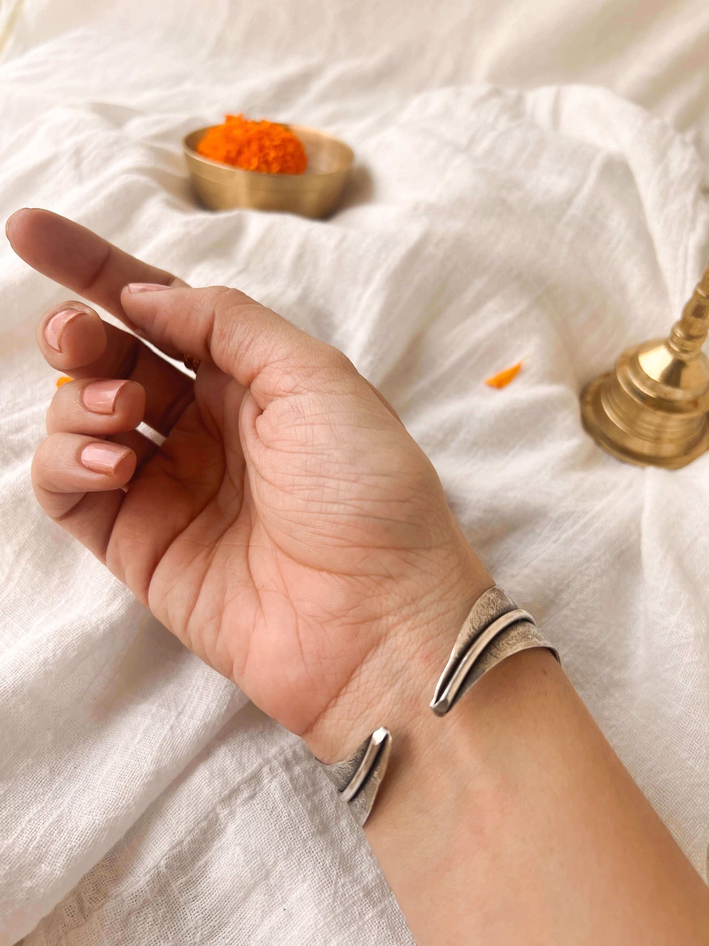 Rehana oxidised silver kada